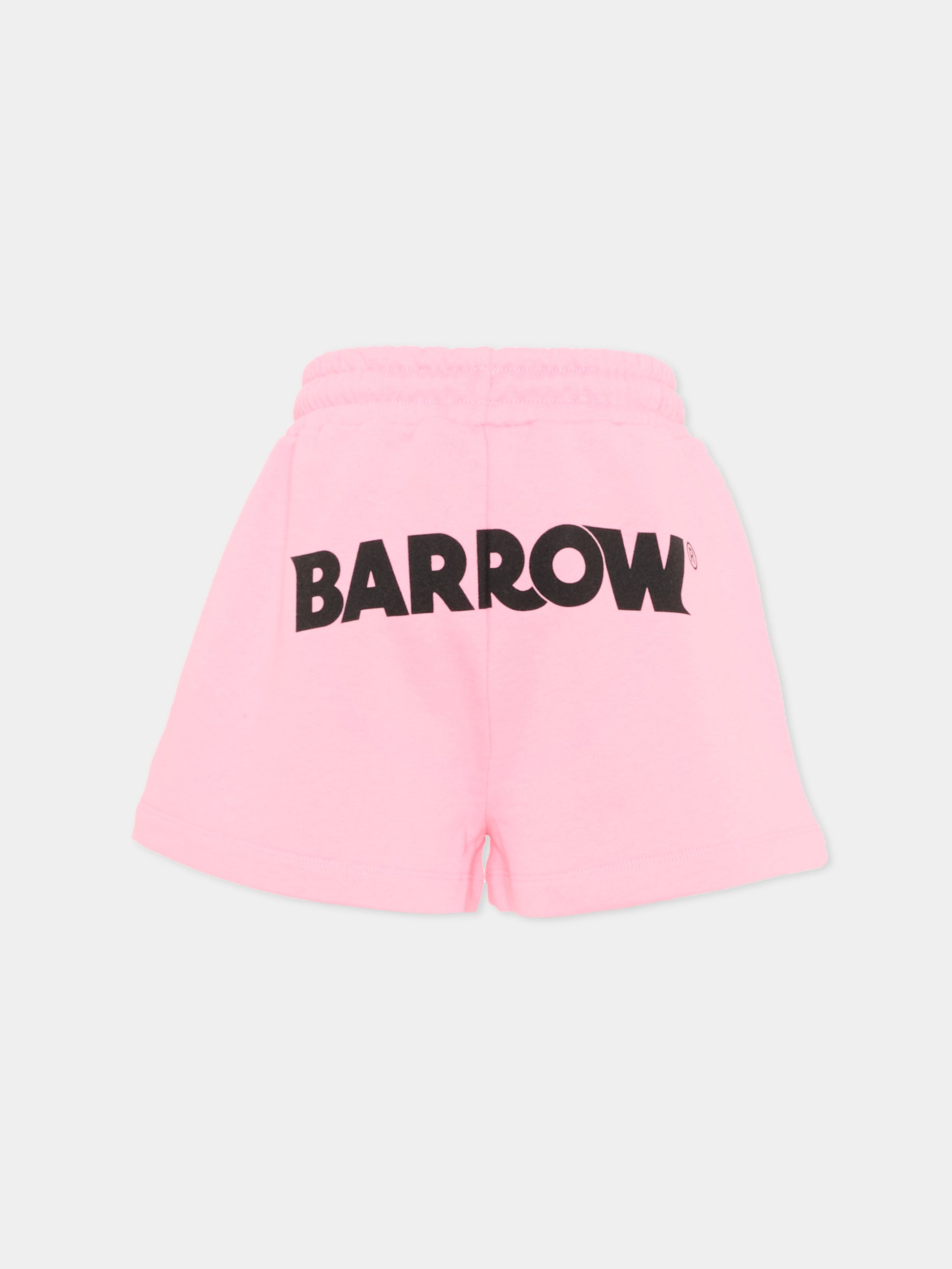 Shorts sportivi rosa per bambina logo,Barrow,S6BKJGSH013 BW311