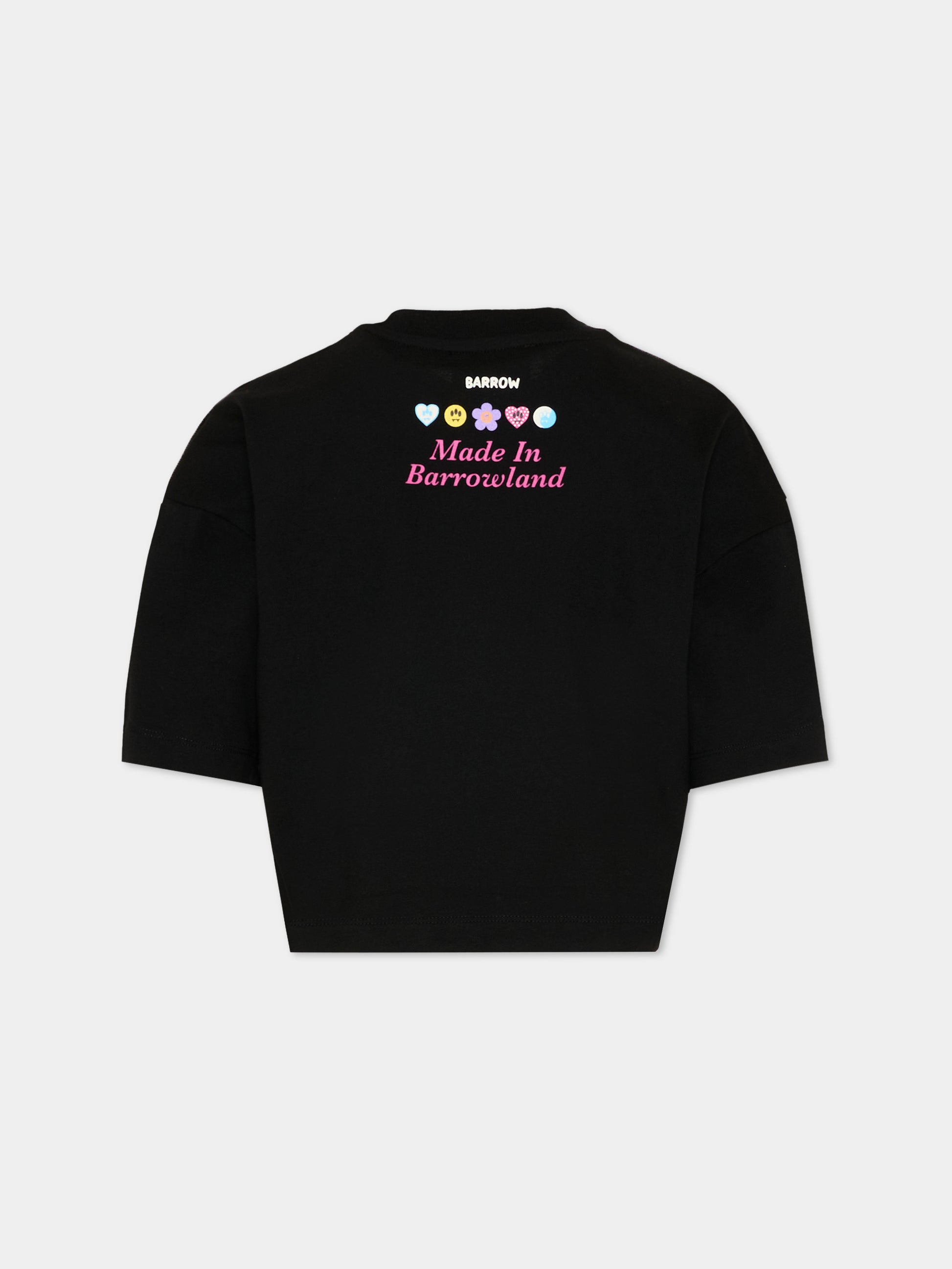 T-Shirt nera per bambina con logo,Barrow,S6BKJGTH132 110