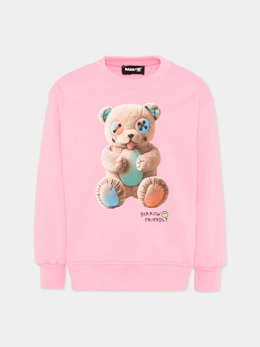 Felpa rosa per bambina con orsetto,Barrow,S6BKJUSW005 BW311