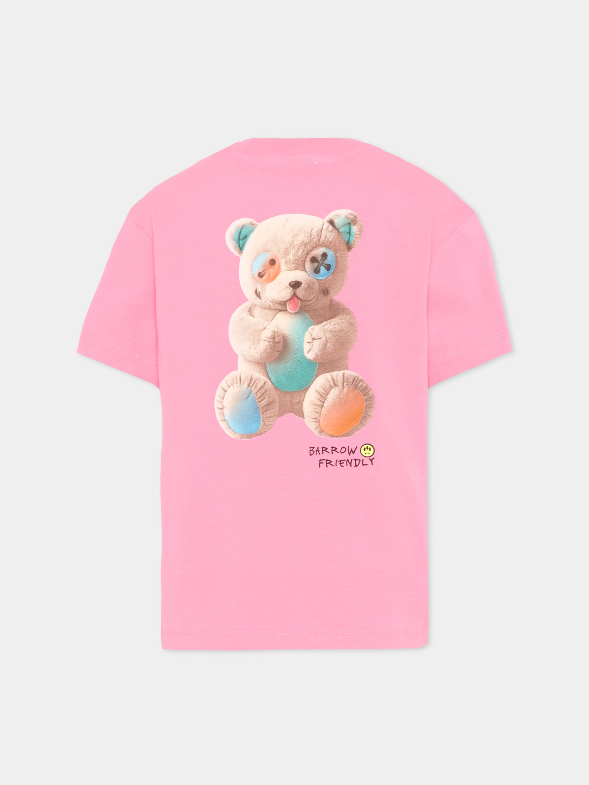 T-Shirt rosa per bambina con orsetto,Barrow,S6BKJUTH003 BW311