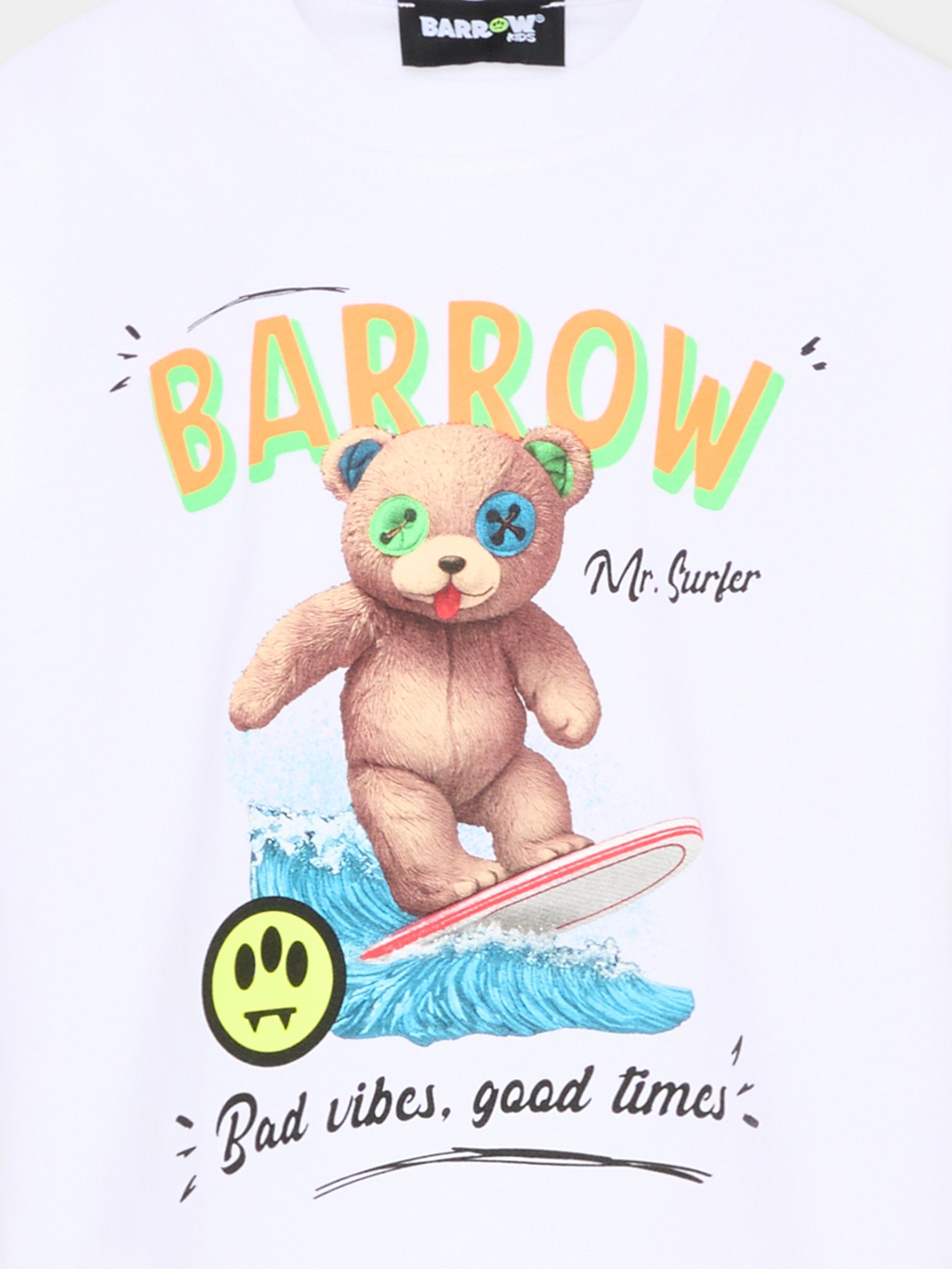 T-Shirt bianca per bambino con orsetto,Barrow,S6BKJUTH239 002