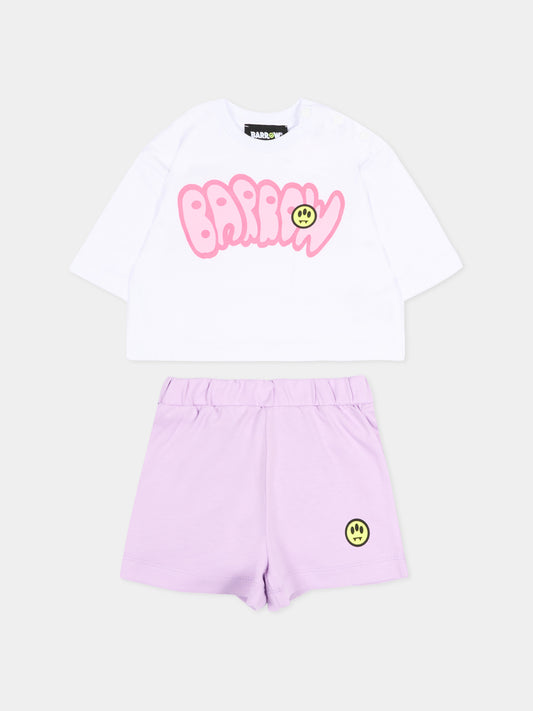 Completo sportivo lilla per neonata con logo,Barrow,S6BKNGTR197 002/01