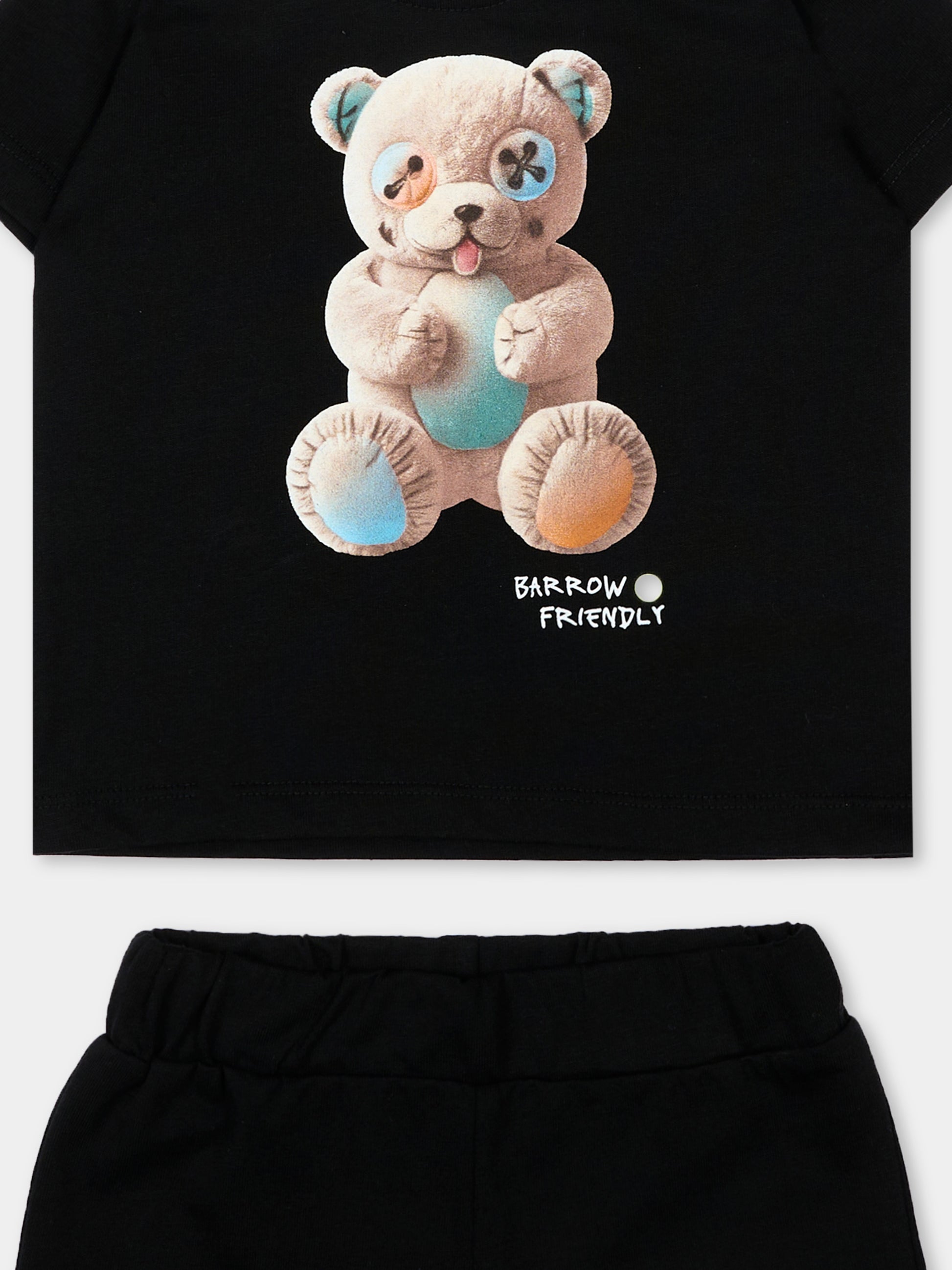 Completo sportivo nero per neonato con orsetto,Barrow,S6BKUNTB195 110