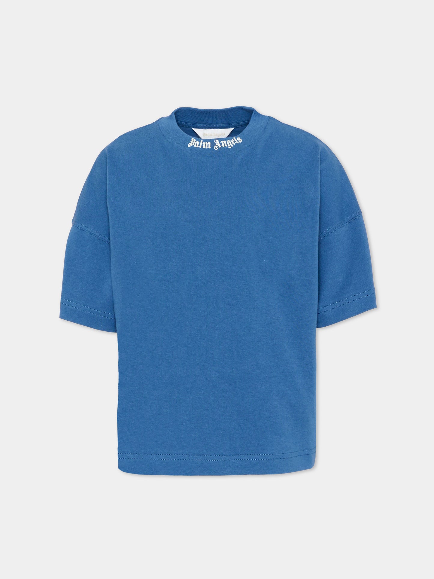 T-Shirt blu per bambini con logo,Palm Angels,PBAA002S26JER001 060