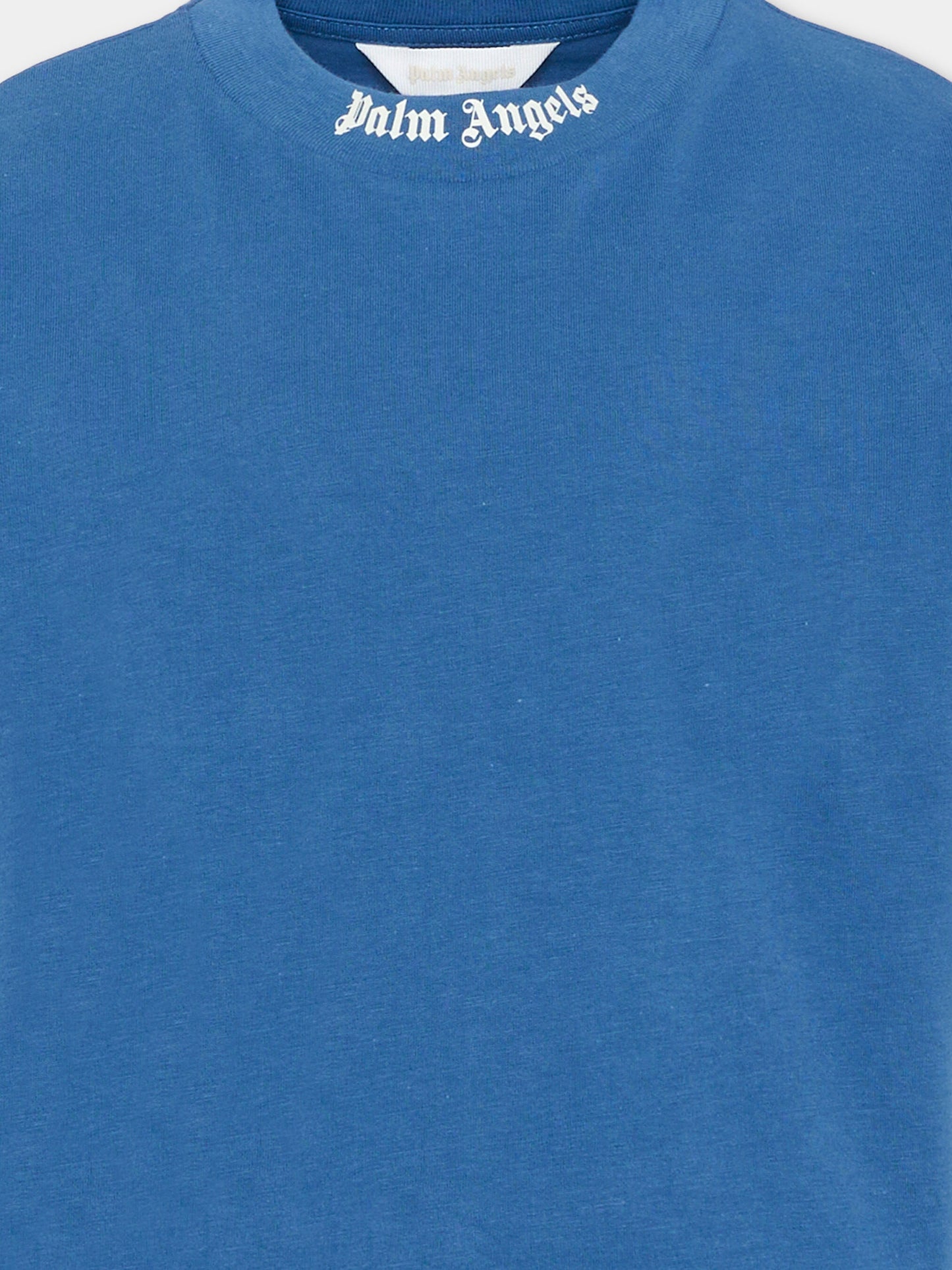 T-Shirt blu per bambini con logo,Palm Angels,PBAA002S26JER001 060