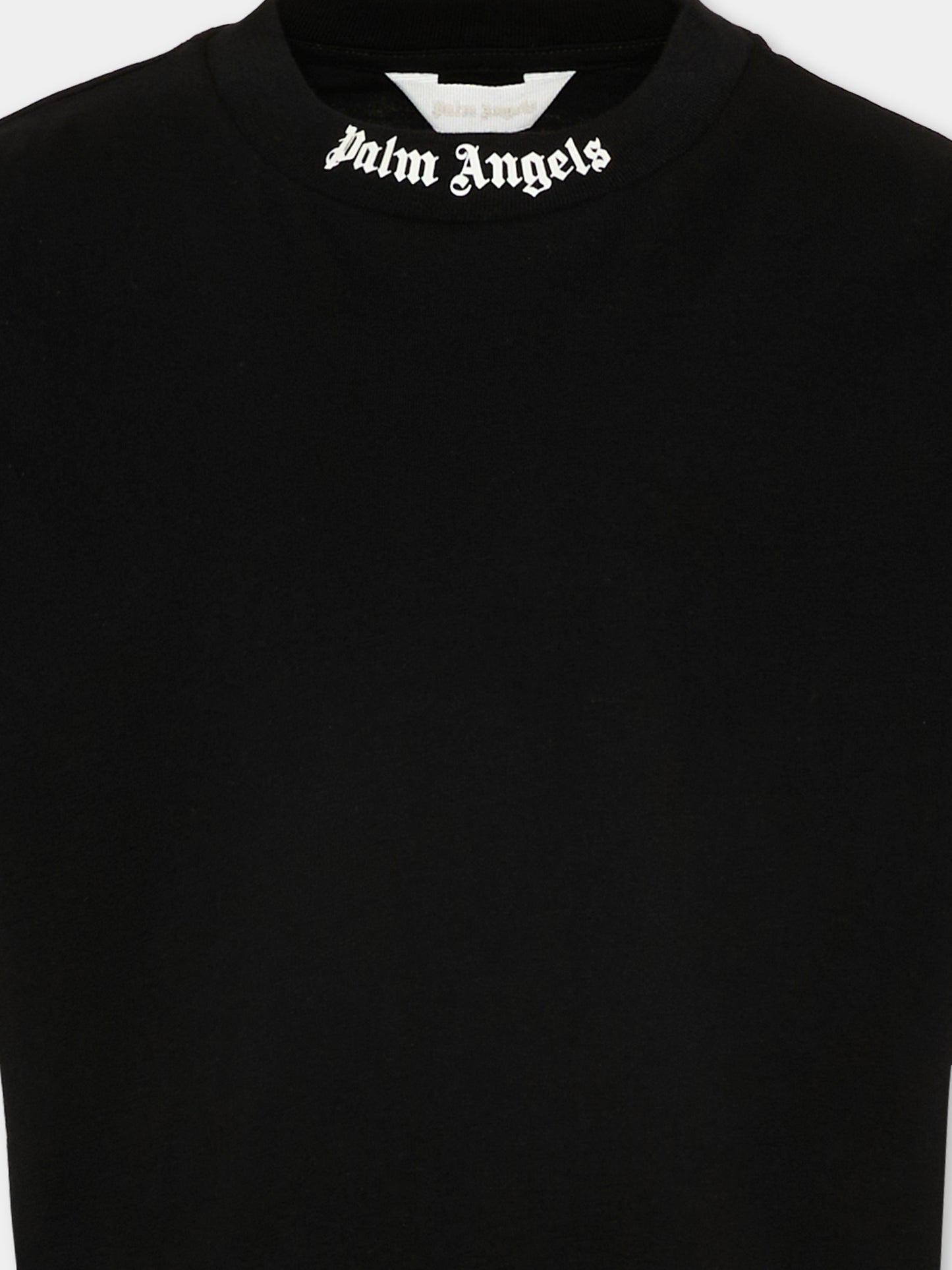 T-Shirt nera per bambini con logo,Palm Angels,PBAA002S26JER001 110