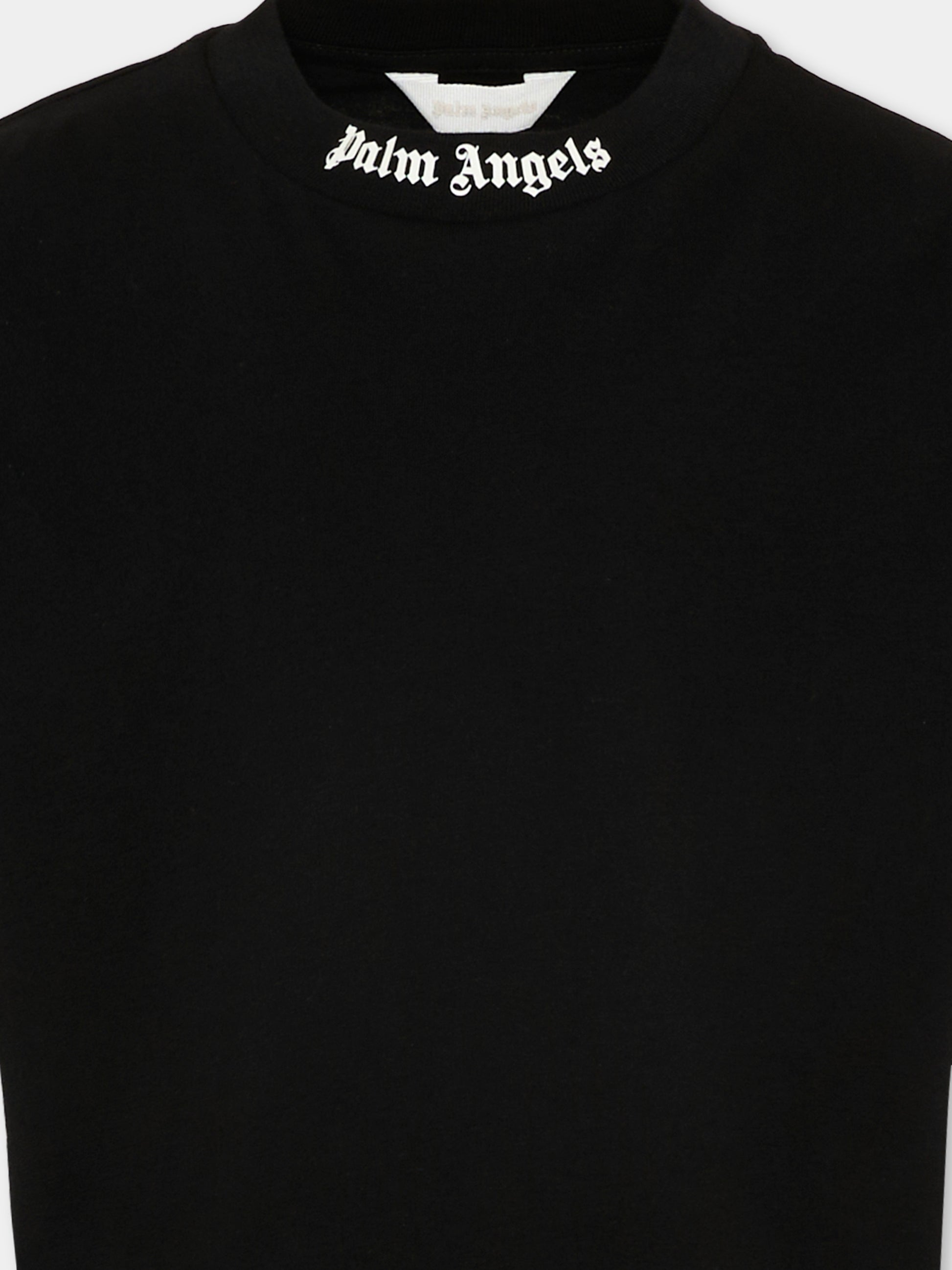 T-Shirt nera per bambini con logo,Palm Angels,PBAA002S26JER001 110