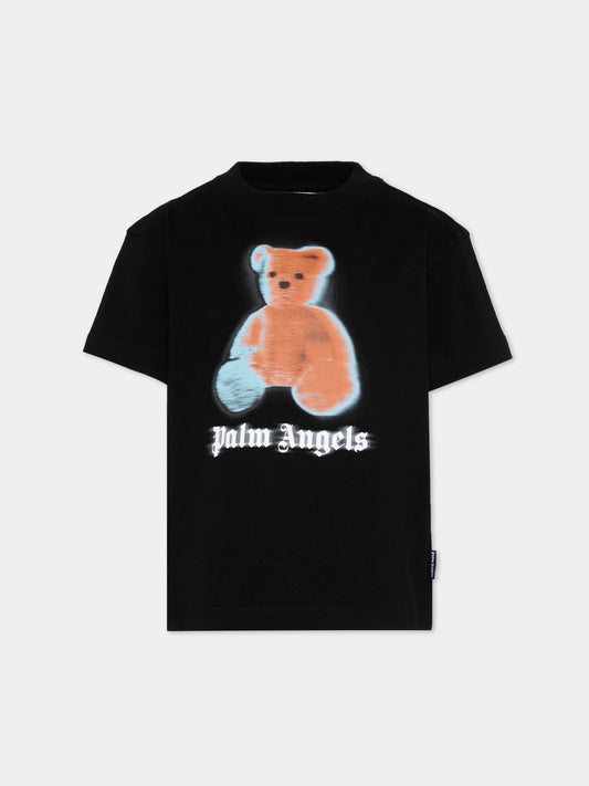 T-Shirt nera per bambino con Teddy Bear,Palm Angels,PBAA003S26JER005 110