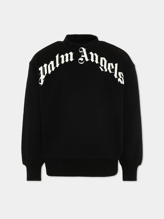 Felpa nero Palm Angels per bambini logo back,Palm Angels,PBBA012S26FLE001 110