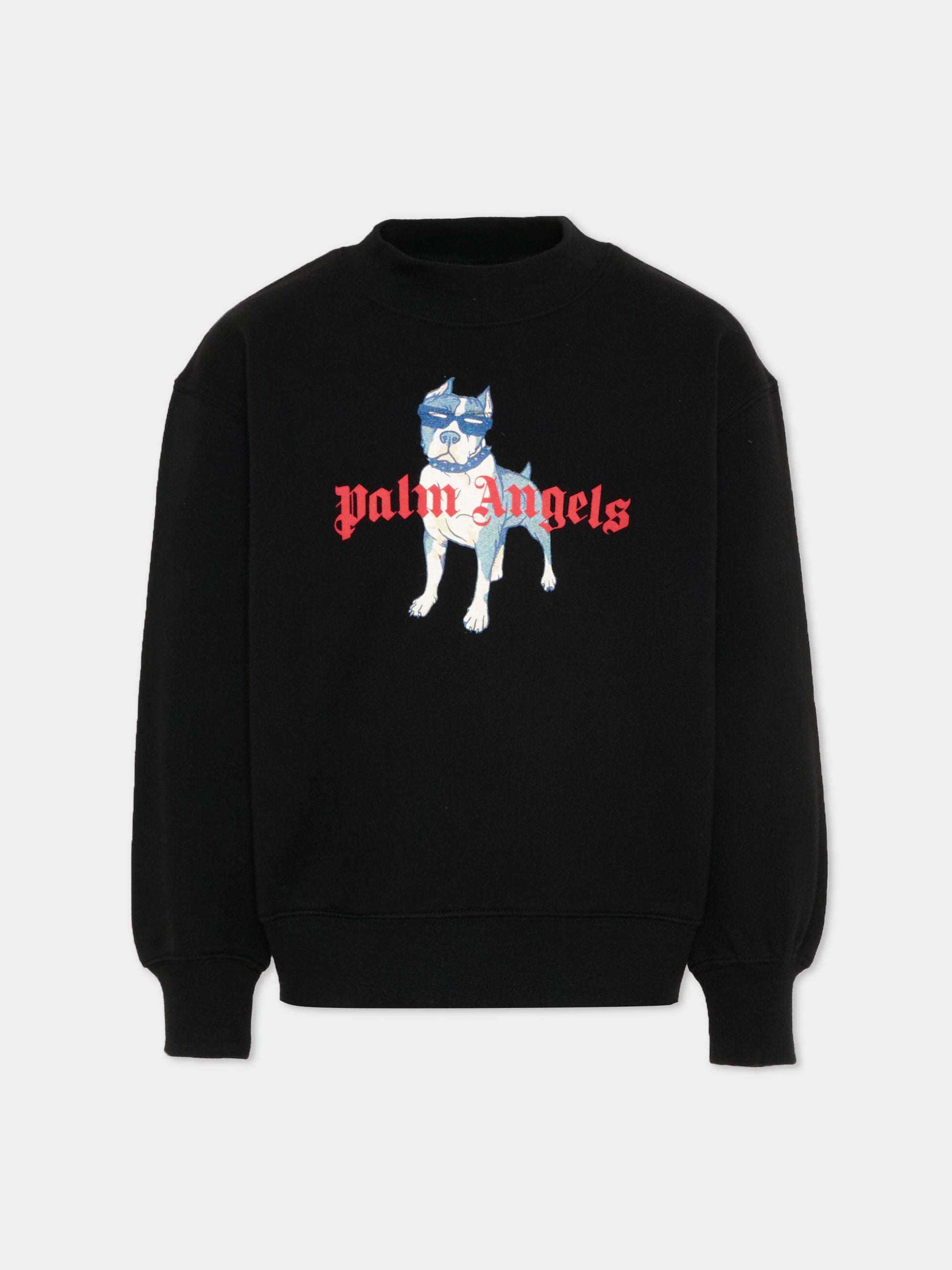 Felpa nera per bambino con cane,Palm Angels,PBBA012S26FLE009 110