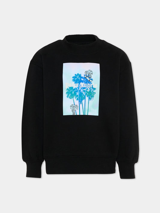 Felpa nera Palm Angels per bambini,Palm Angels,PBBA012S26FLE00A 110