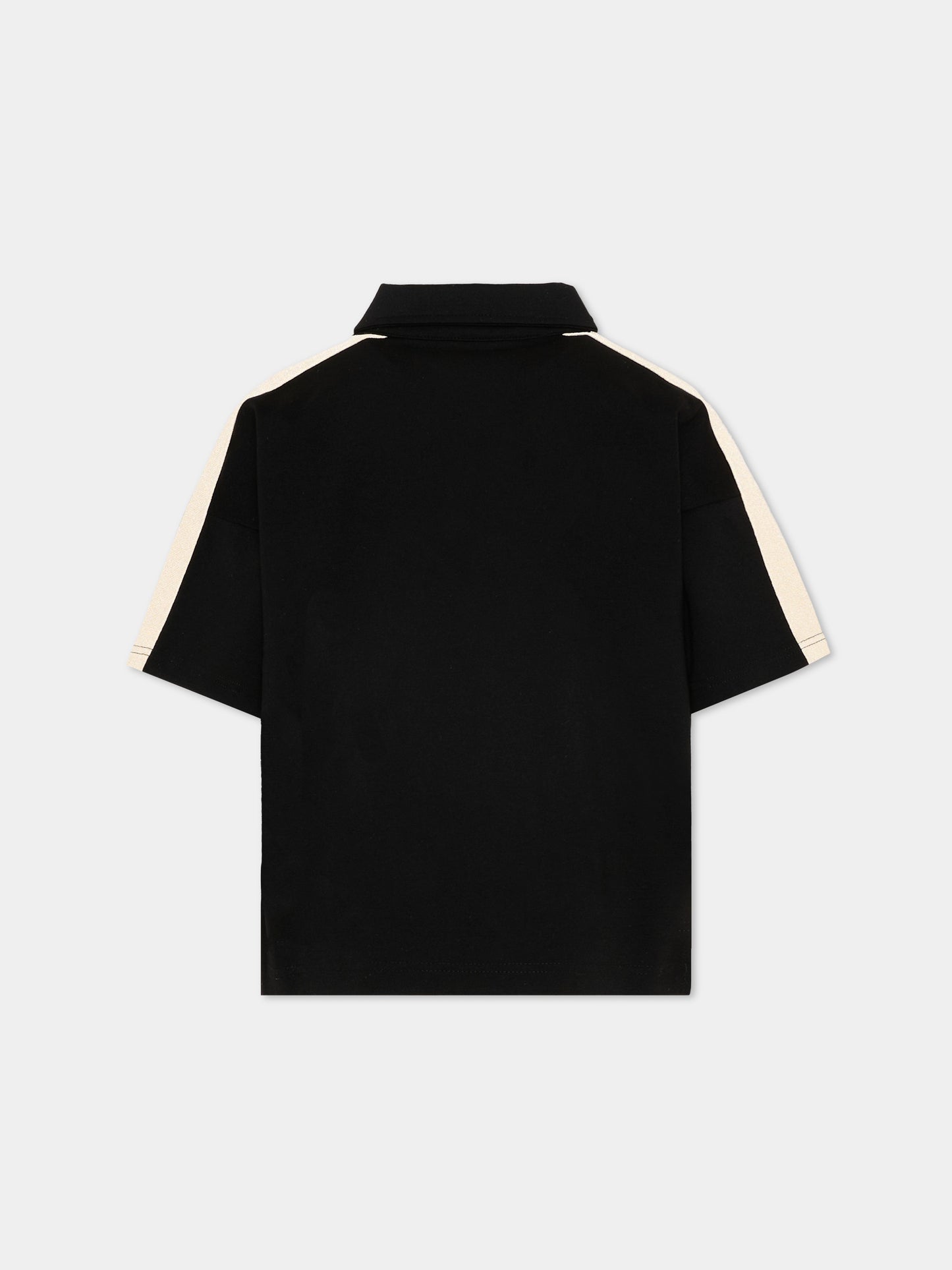 Polo nera per bambino con bande,Palm Angels,PBBD013S26FLE001 110