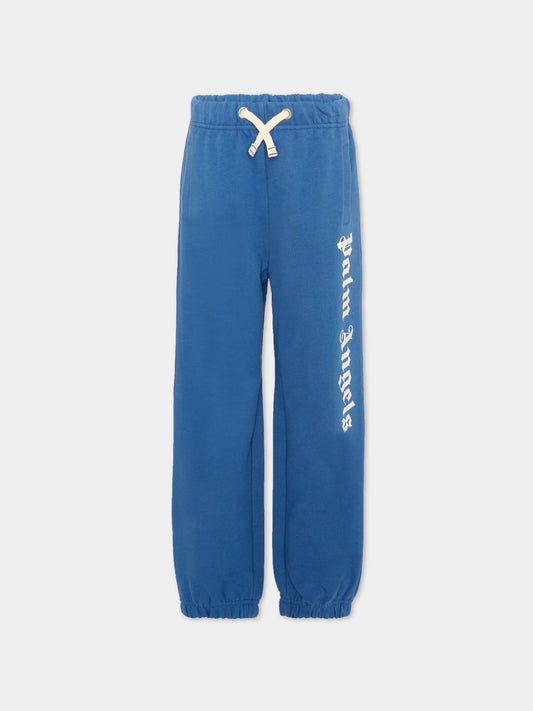 Pantaloni sportivi blu per bambini con logo,Palm Angels,PBCH008S26FLE001 060