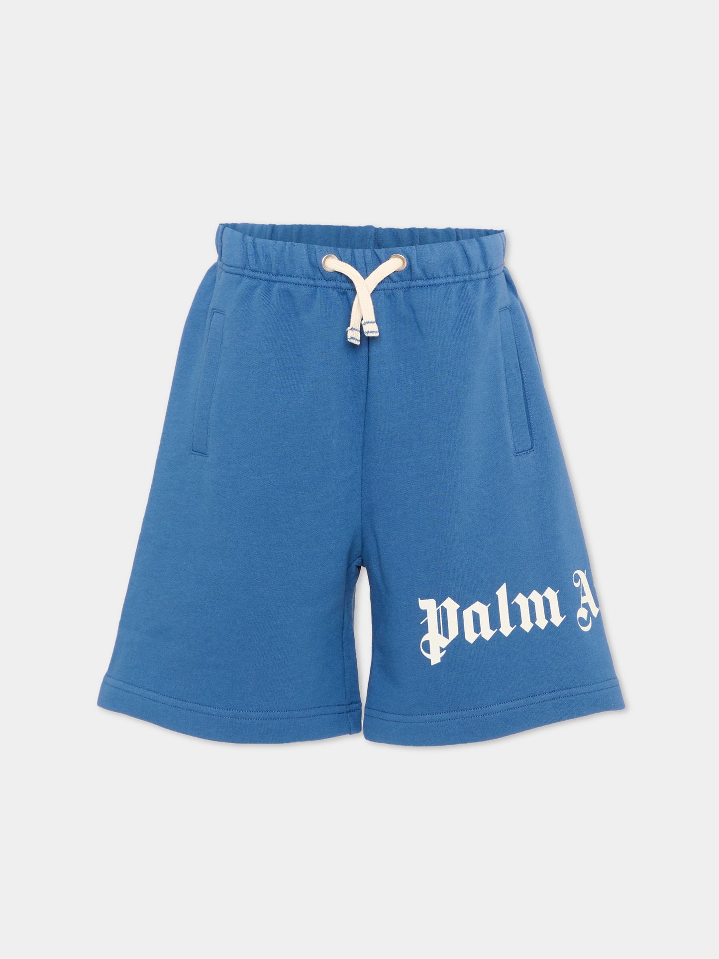 Shorts sportivi blu per bambini con logo,Palm Angels,PBCI006S26FLE001 060