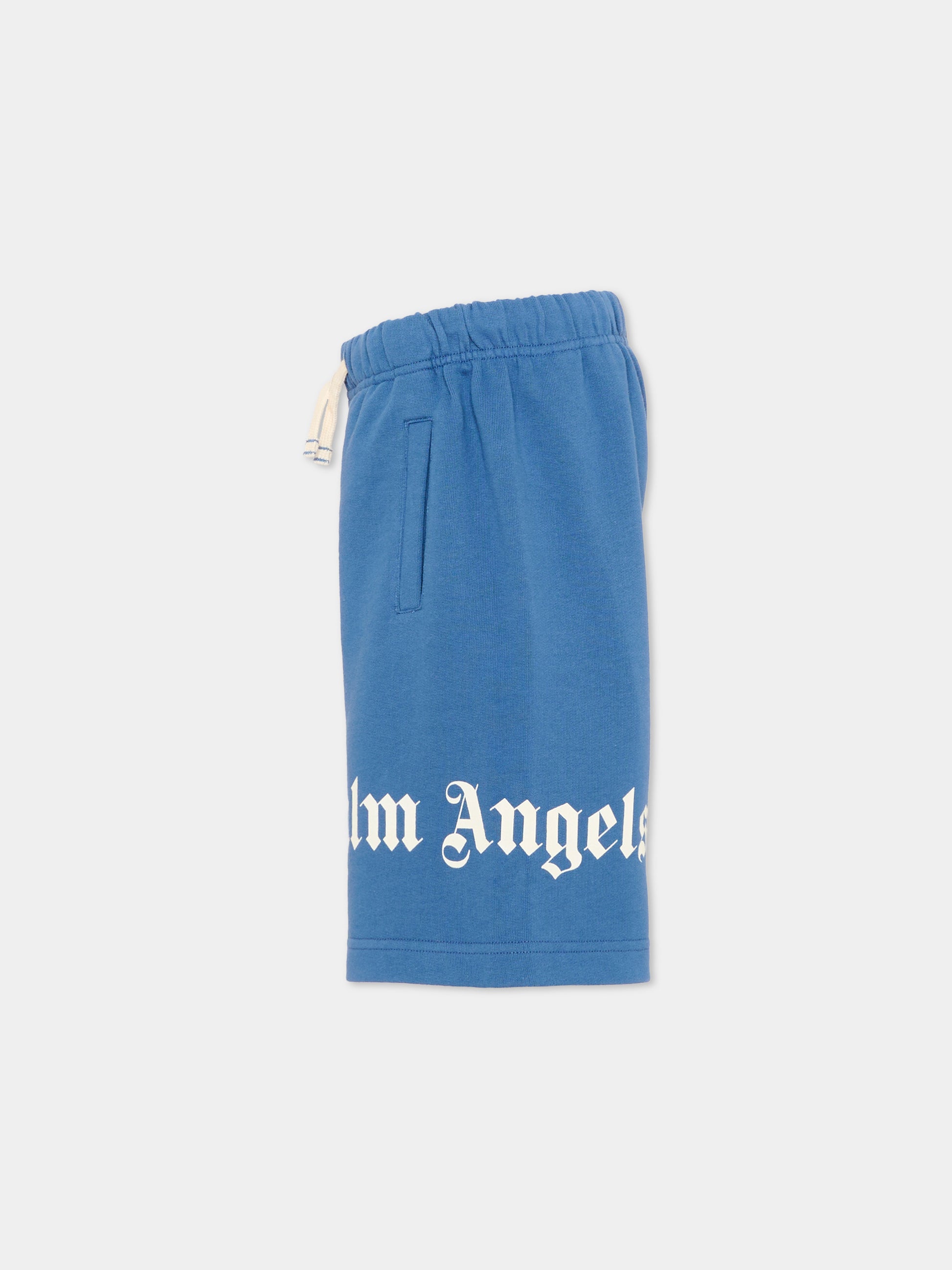 Shorts sportivi blu per bambini con logo,Palm Angels,PBCI006S26FLE001 060