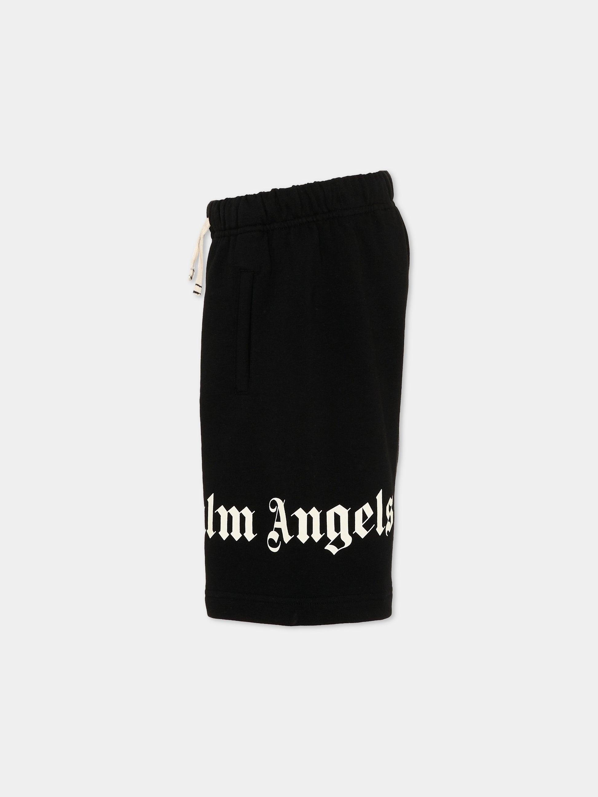Shorts sportivi neri per bambini con logo,Palm Angels,PBCI006S26FLE001 110