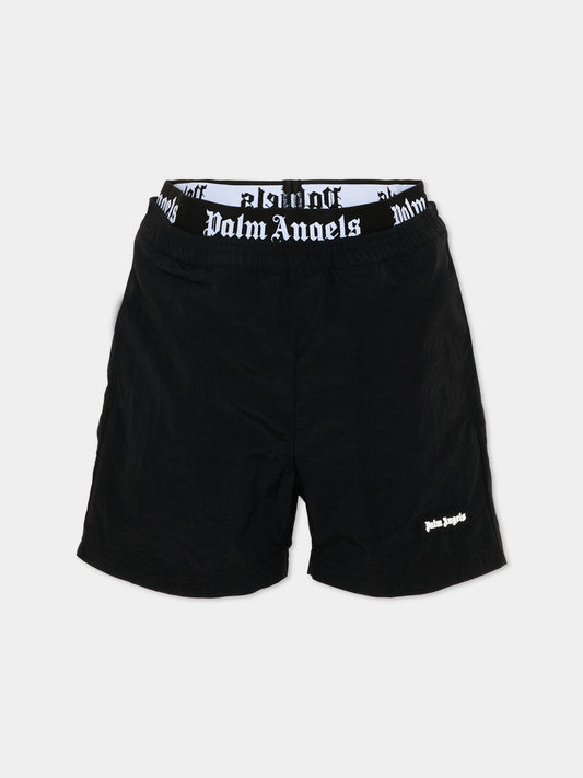 Boxer mare nero per bambino con logo,Palm Angels,PBFD005S26FAB001 110