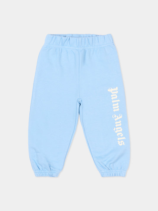 Pantaloni sportivi celeste per neonato con logo,Palm Angels,PBXD001S26FLE001 050