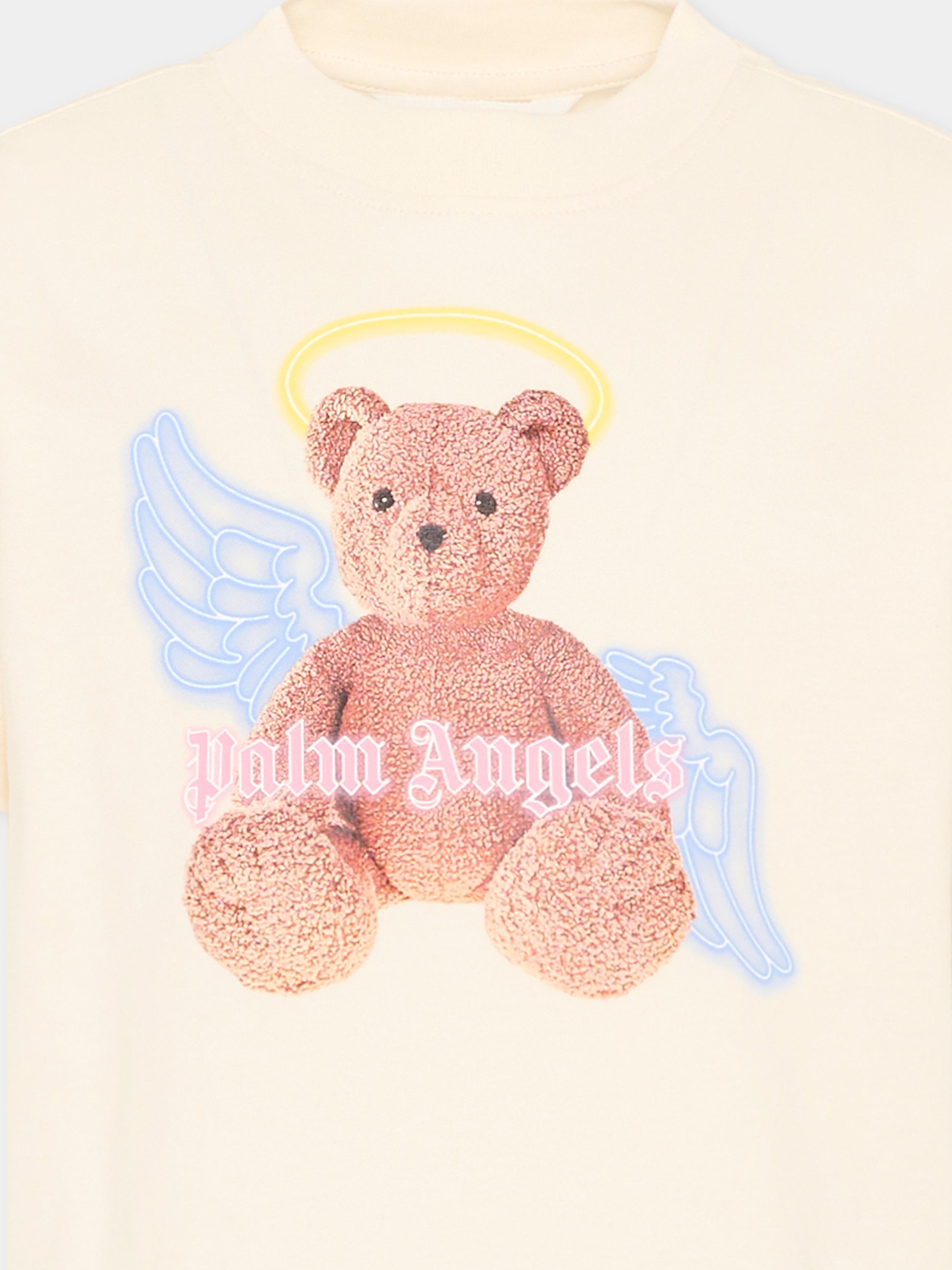 T-Shirt avorio per bambina con Teddy Bear,Palm Angels,PGAA002S26JER001 002