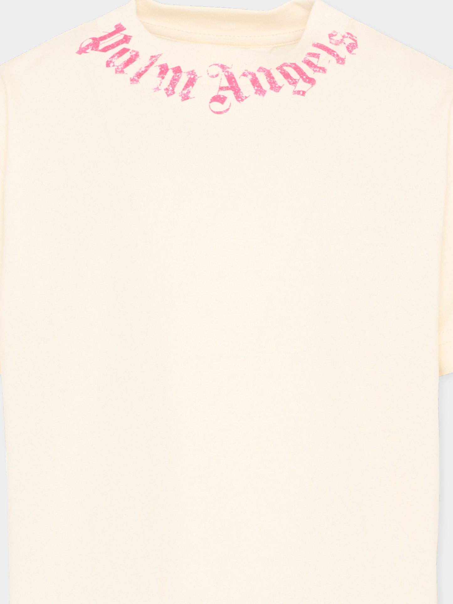 T-Shirt avorio per bambina con logo,Palm Angels,PGAA002S26JER005 002