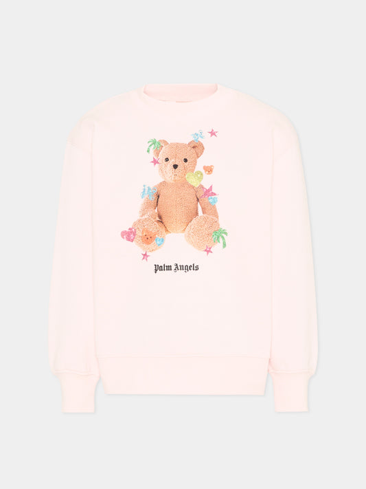 Felpa rosa per bambina con Teddy Bear,Palm Angels,PGBA013S26FLE005 042