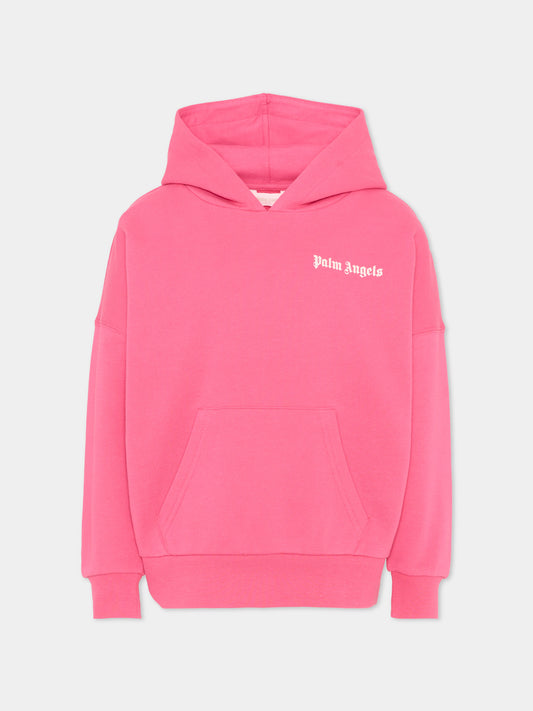 Felpa fucsia per bambina con logo,Palm Angels,PGBB014S26FLE001 044
