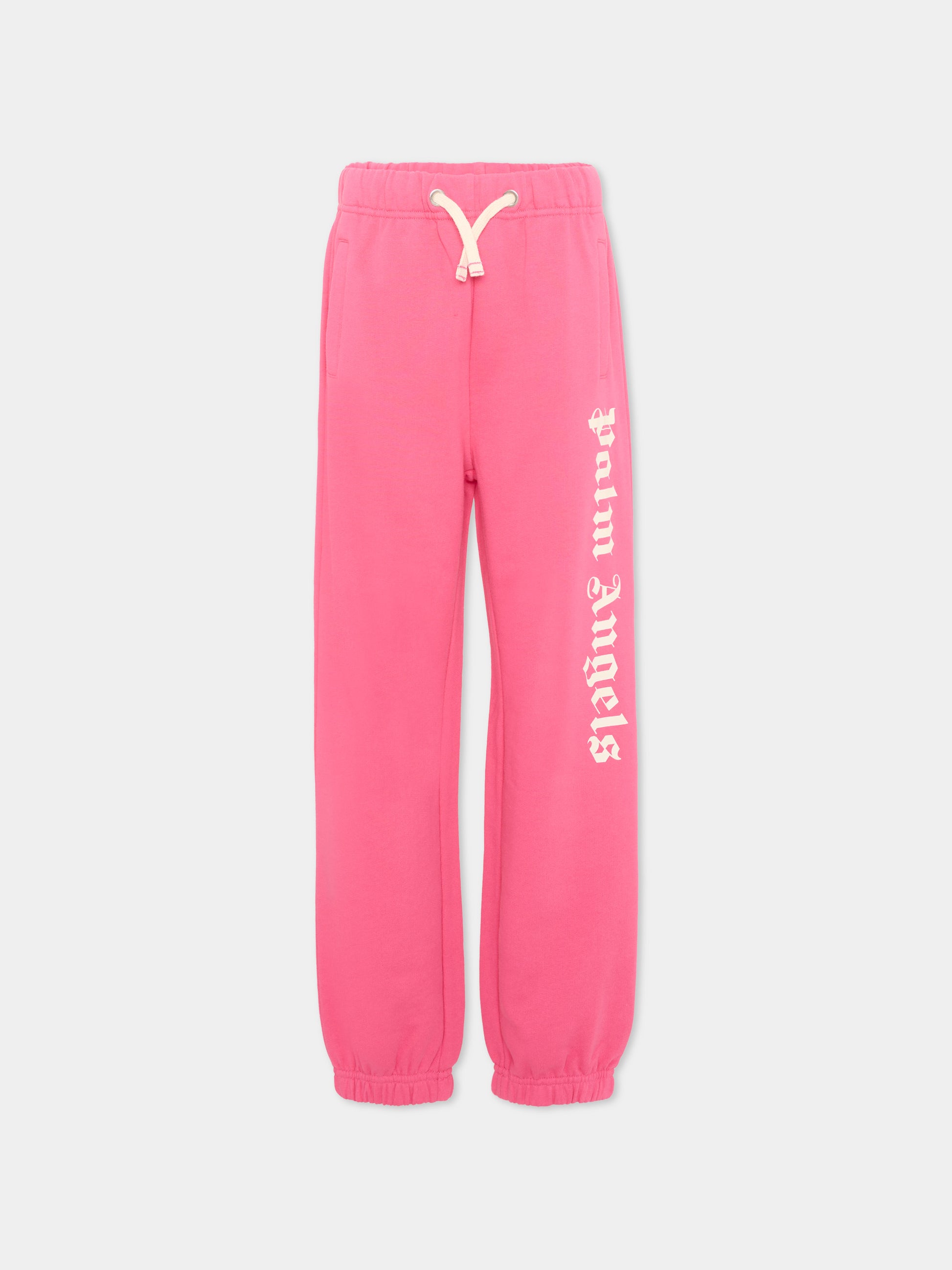 Pantaloni sportivi fucsia per bambina con logo,Palm Angels,PGCH008S26FLE001 044