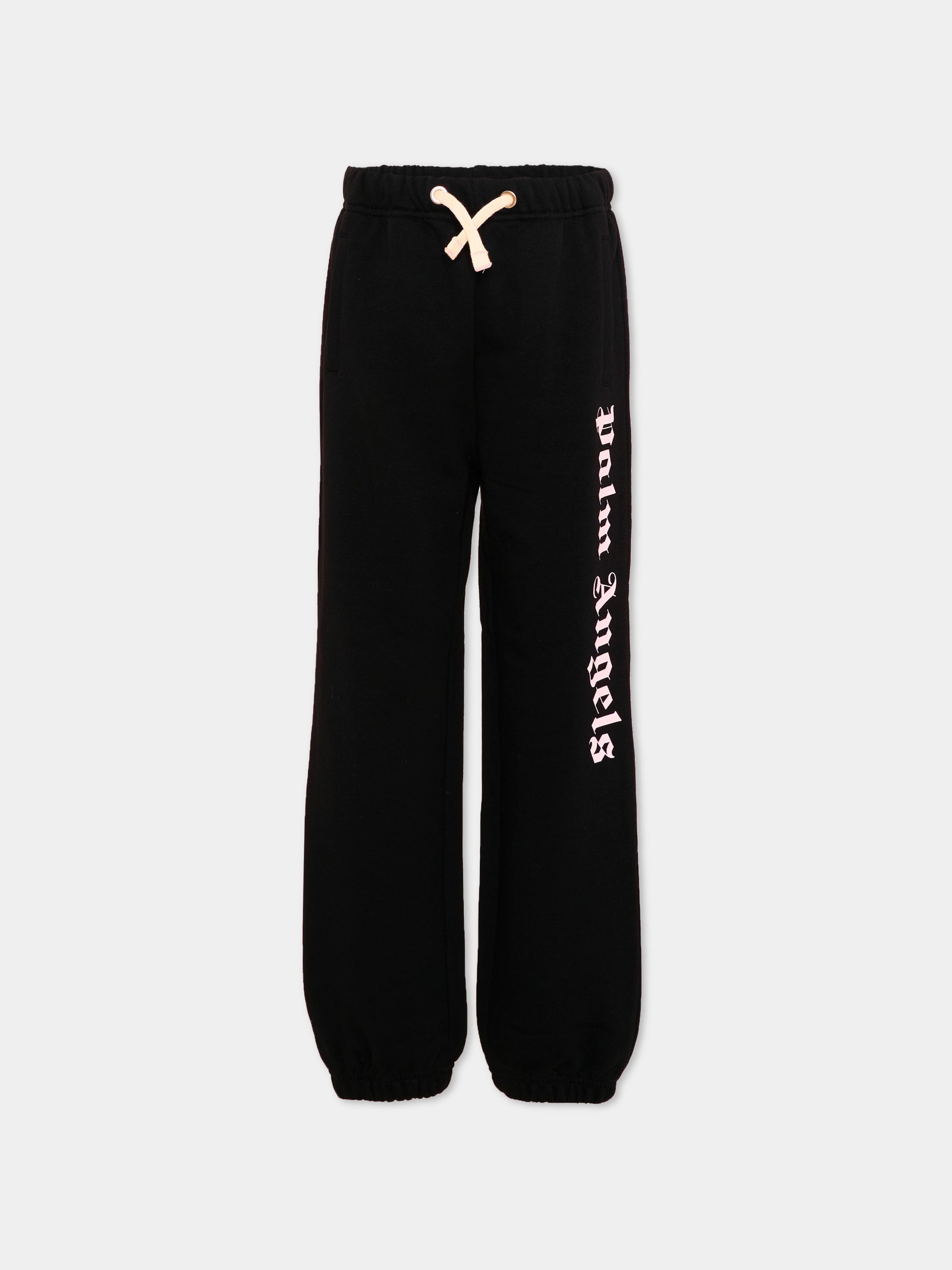 Pantaloni sportivi neri per bambina con logo,Palm Angels,PGCH008S26FLE001 110