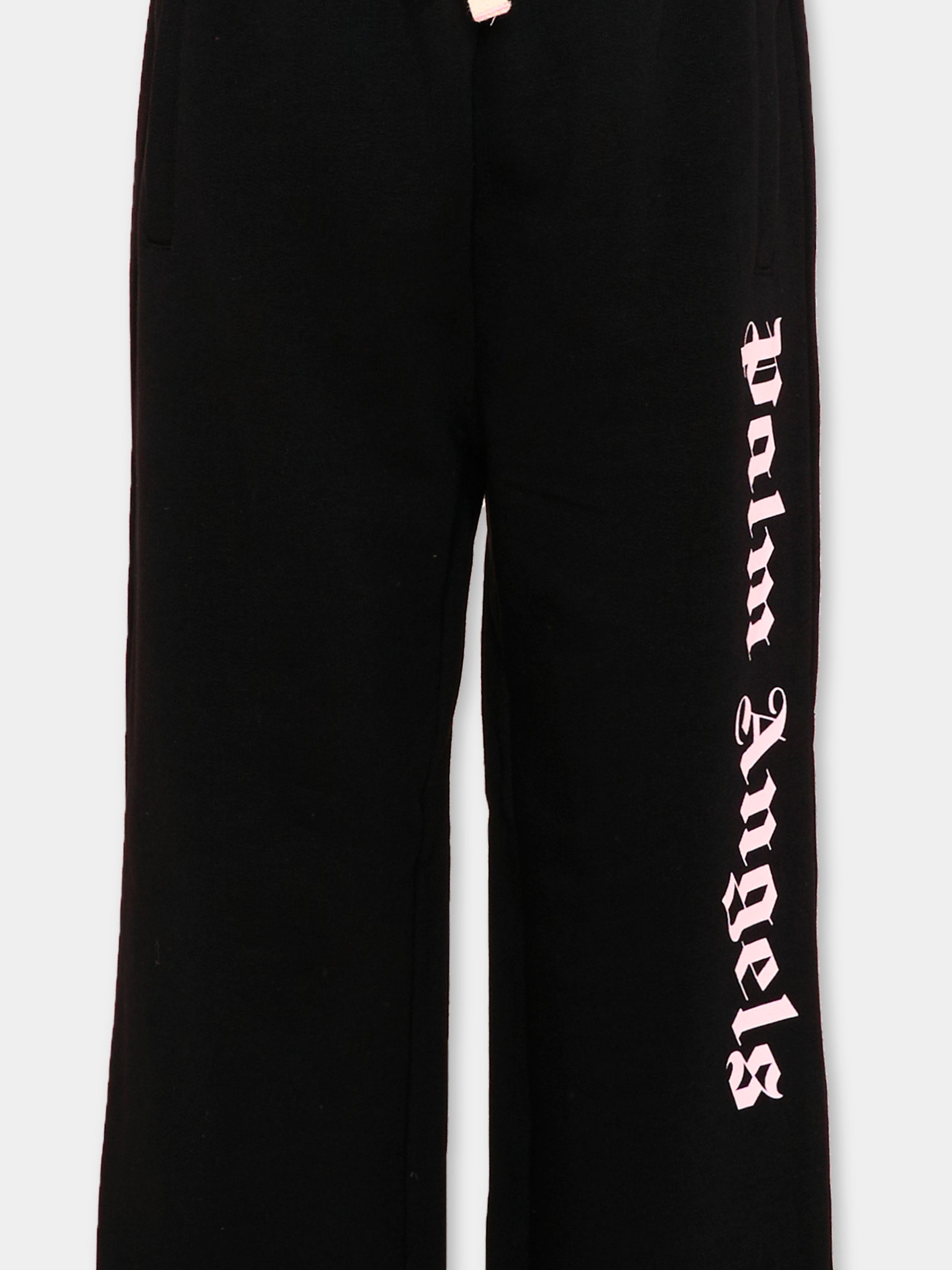 Pantaloni sportivi neri per bambina con logo,Palm Angels,PGCH008S26FLE001 110