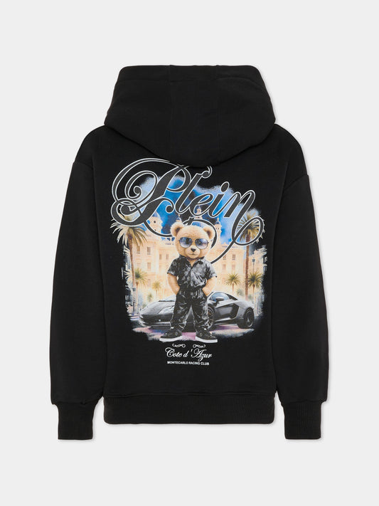 Felpa nera per bambino con orsetto,Philipp Plein Junior,S6PHJBHS060 110