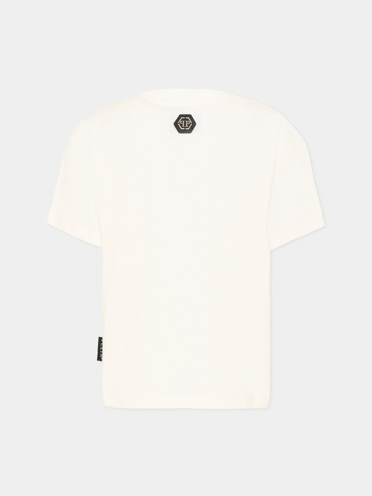 T-Shirt bianca per bambino con orsetto,Philipp Plein Junior,S6PHJBTH061 002