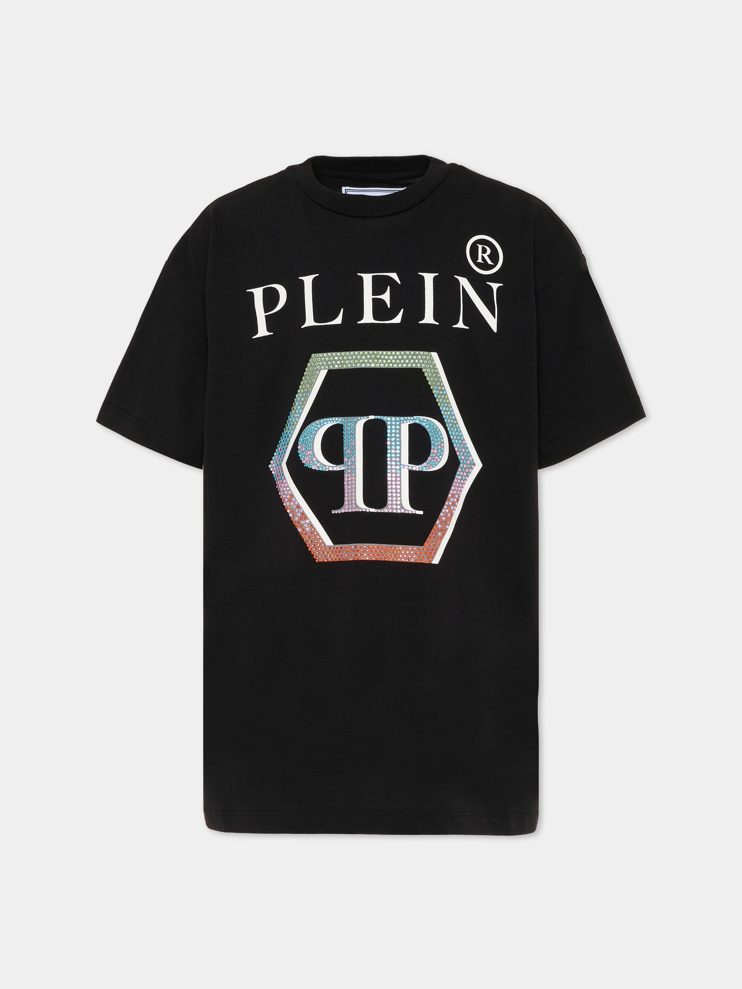 Vestito nero per bambina con logo,Philipp Plein Junior,S6PHJGDR115 110