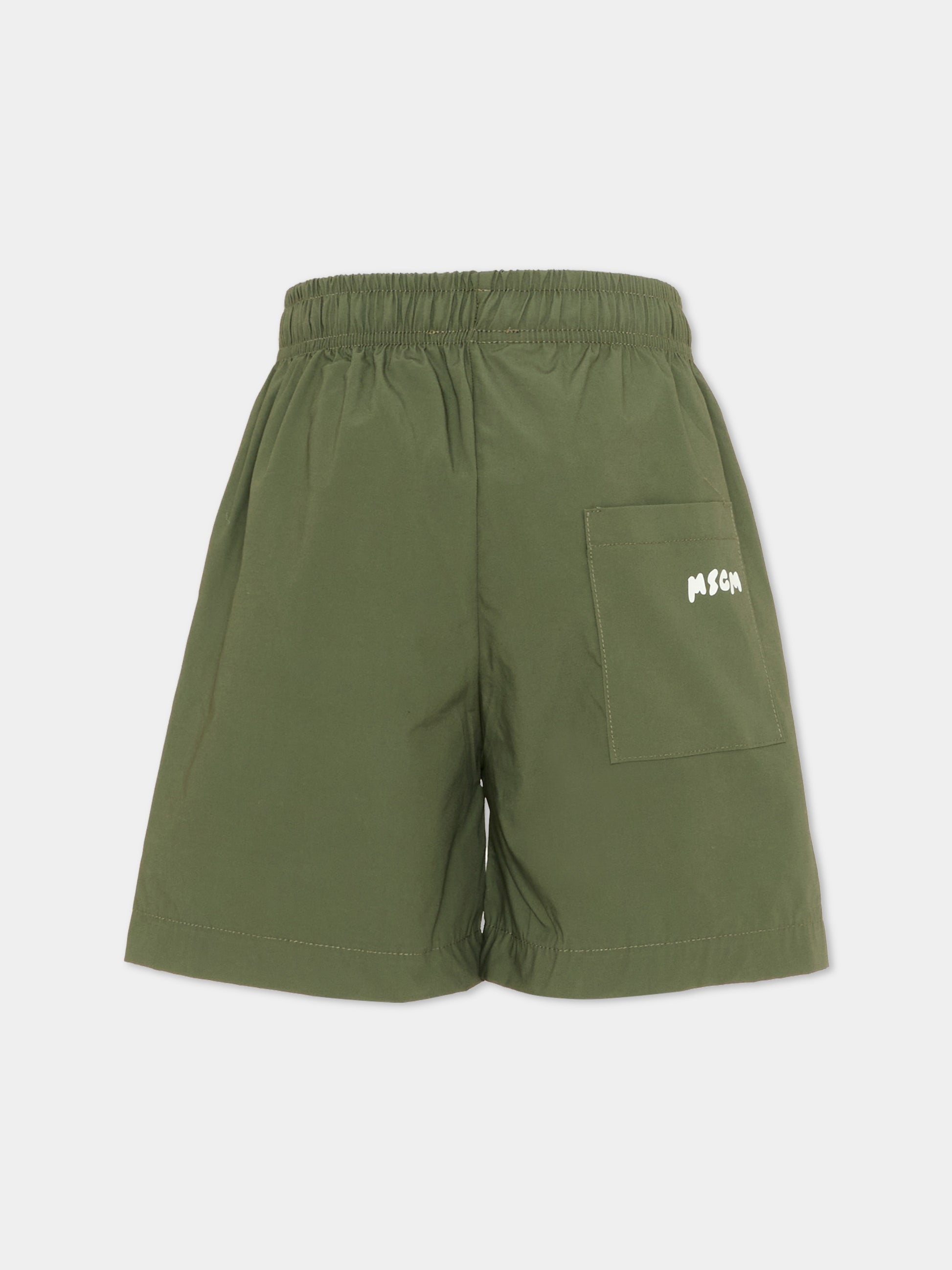 Shorts verdi per bambino con logo,Msgm Kids,S6MSJBBE190 082