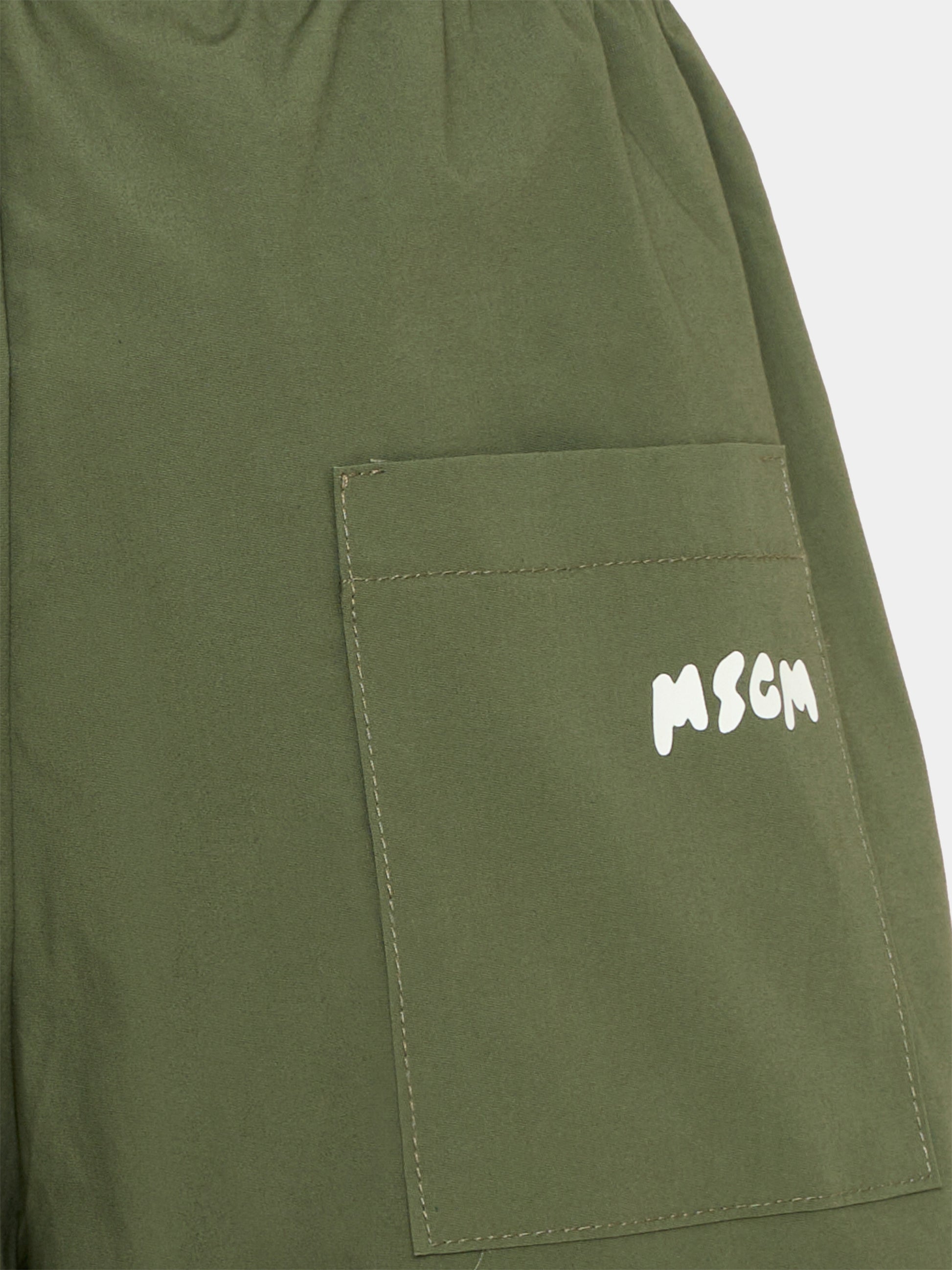 Shorts verdi per bambino con logo,Msgm Kids,S6MSJBBE190 082
