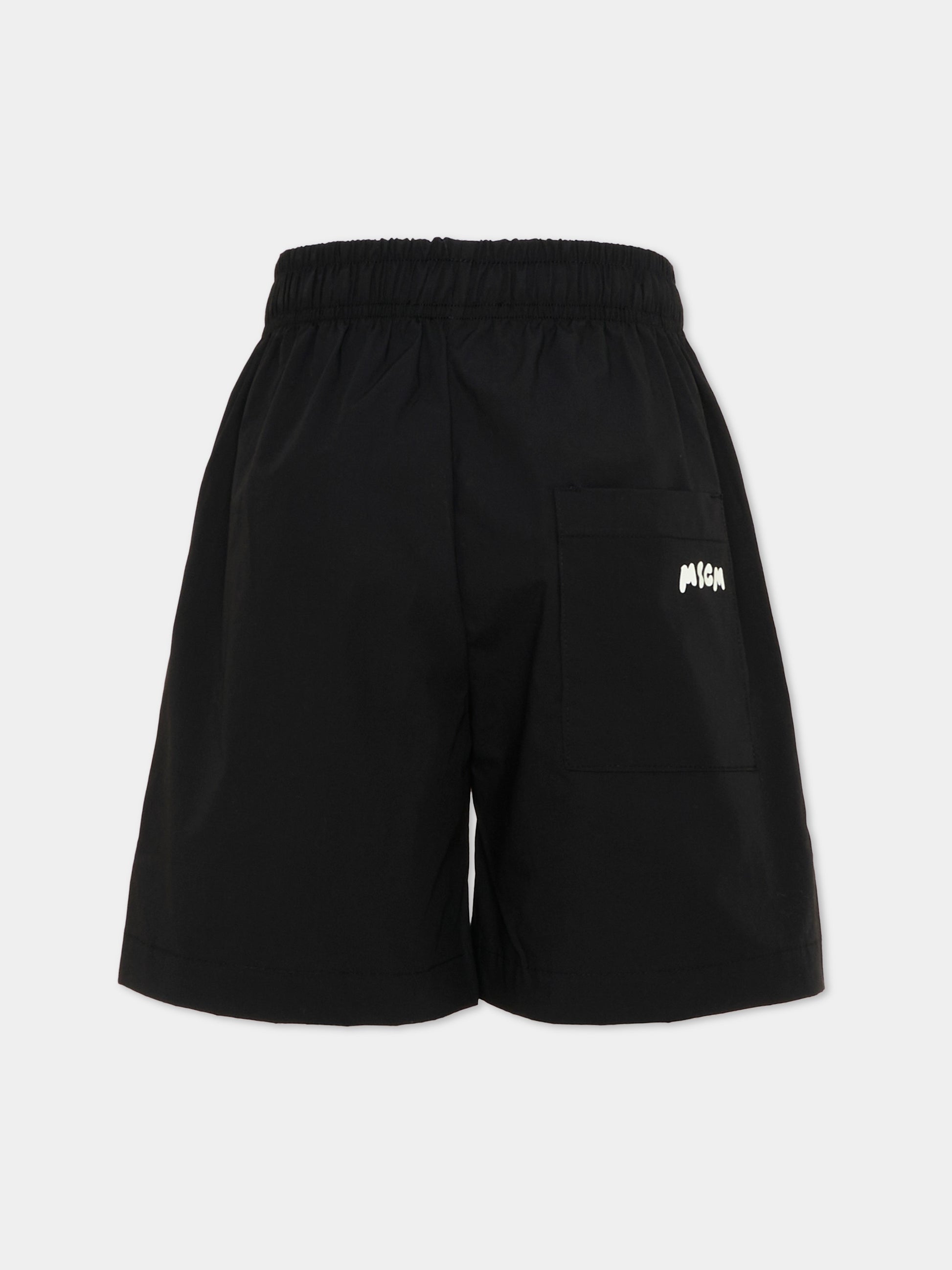 Shorts neri per bambino con logo,Msgm Kids,S6MSJBBE190 110
