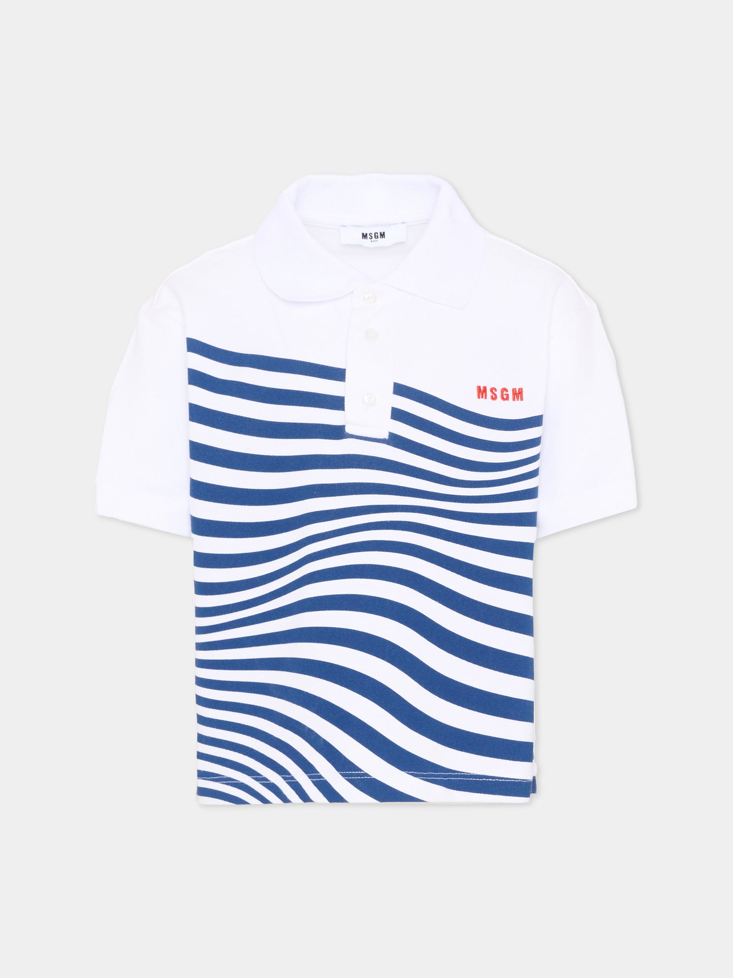 Polo bianca per bambino con logo,Msgm Kids,S6MSJBPO299 001