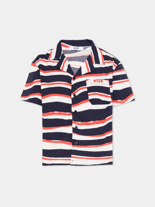 Camicia multicolor per bambino con logo,Msgm Kids,S6MSJBSI301 MS072