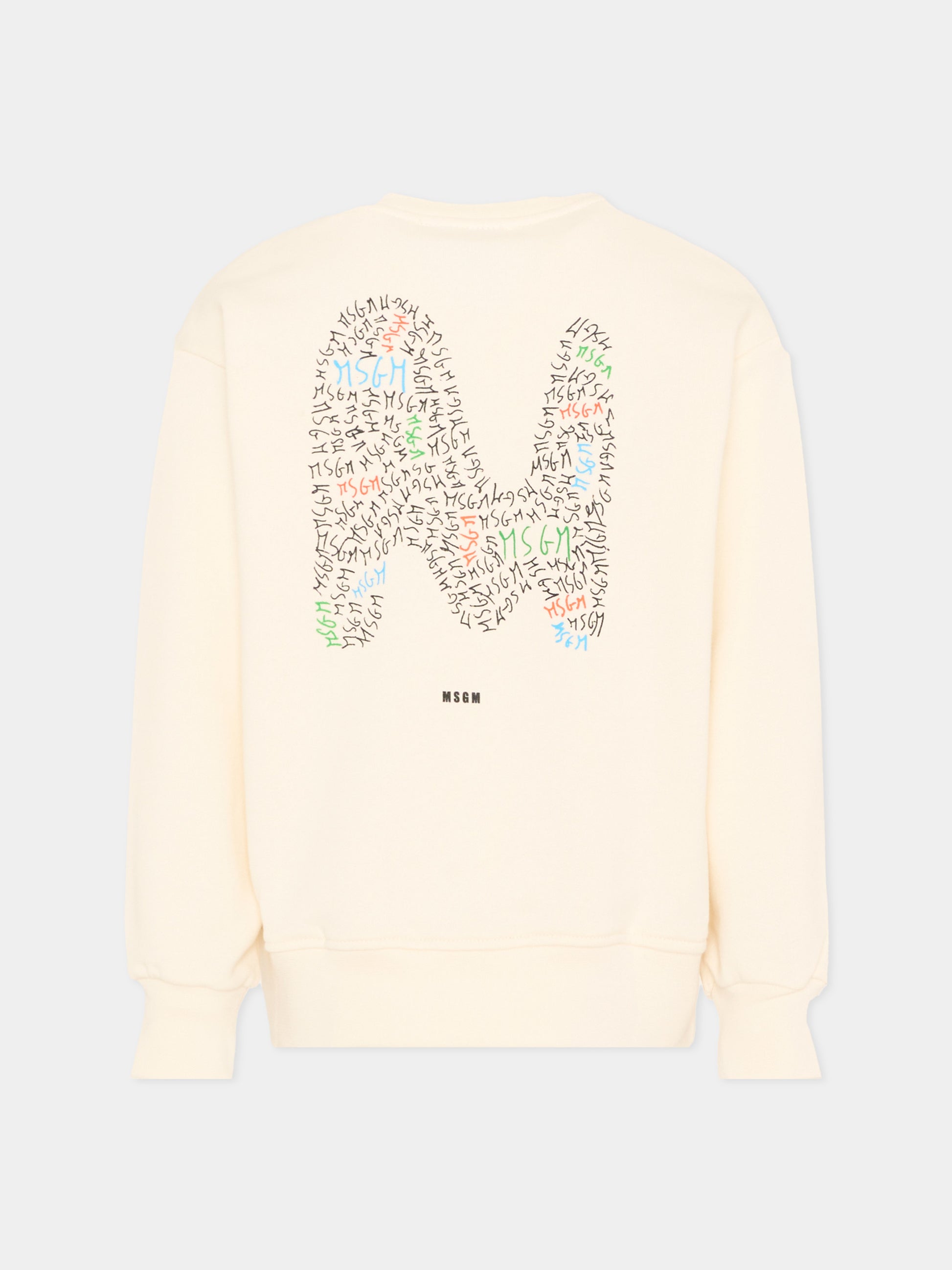 Felpa avorio per bambino con logo,Msgm Kids,S6MSJBSW237 013