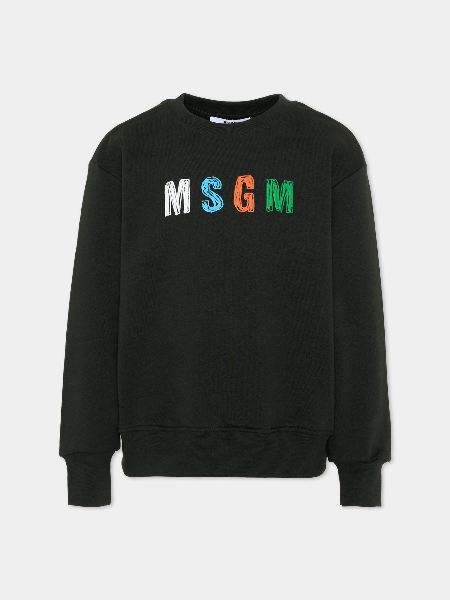 Felpa nera per bambino con logo,Msgm Kids,S6MSJBSW237 MS040