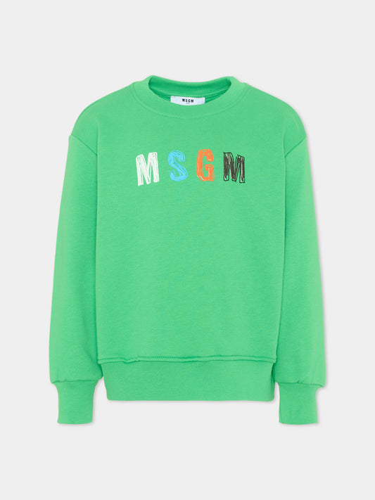Felpa verde per bambino con logo,Msgm Kids,S6MSJBSW237 MS006