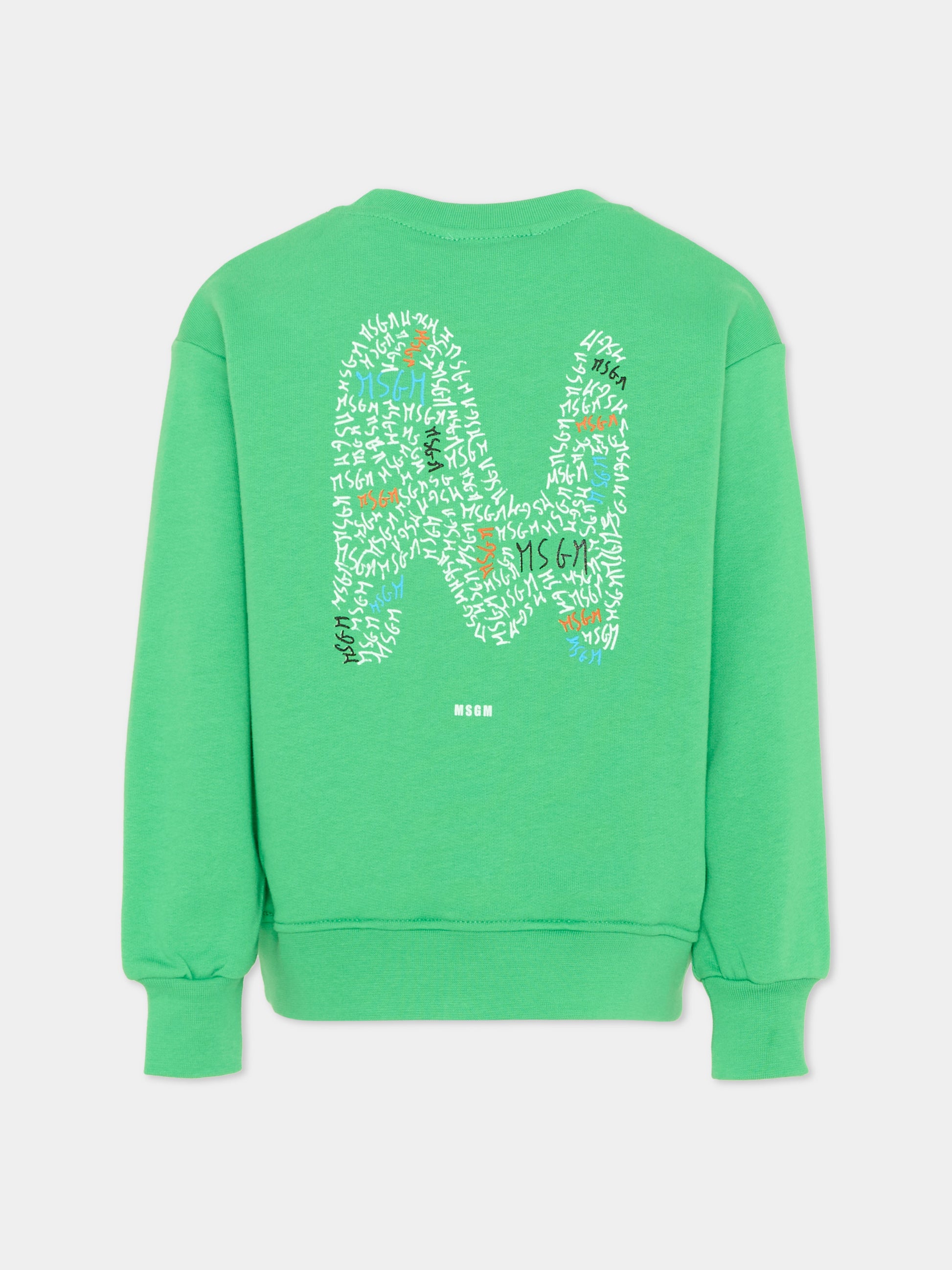 Felpa verde per bambino con logo,Msgm Kids,S6MSJBSW237 MS006