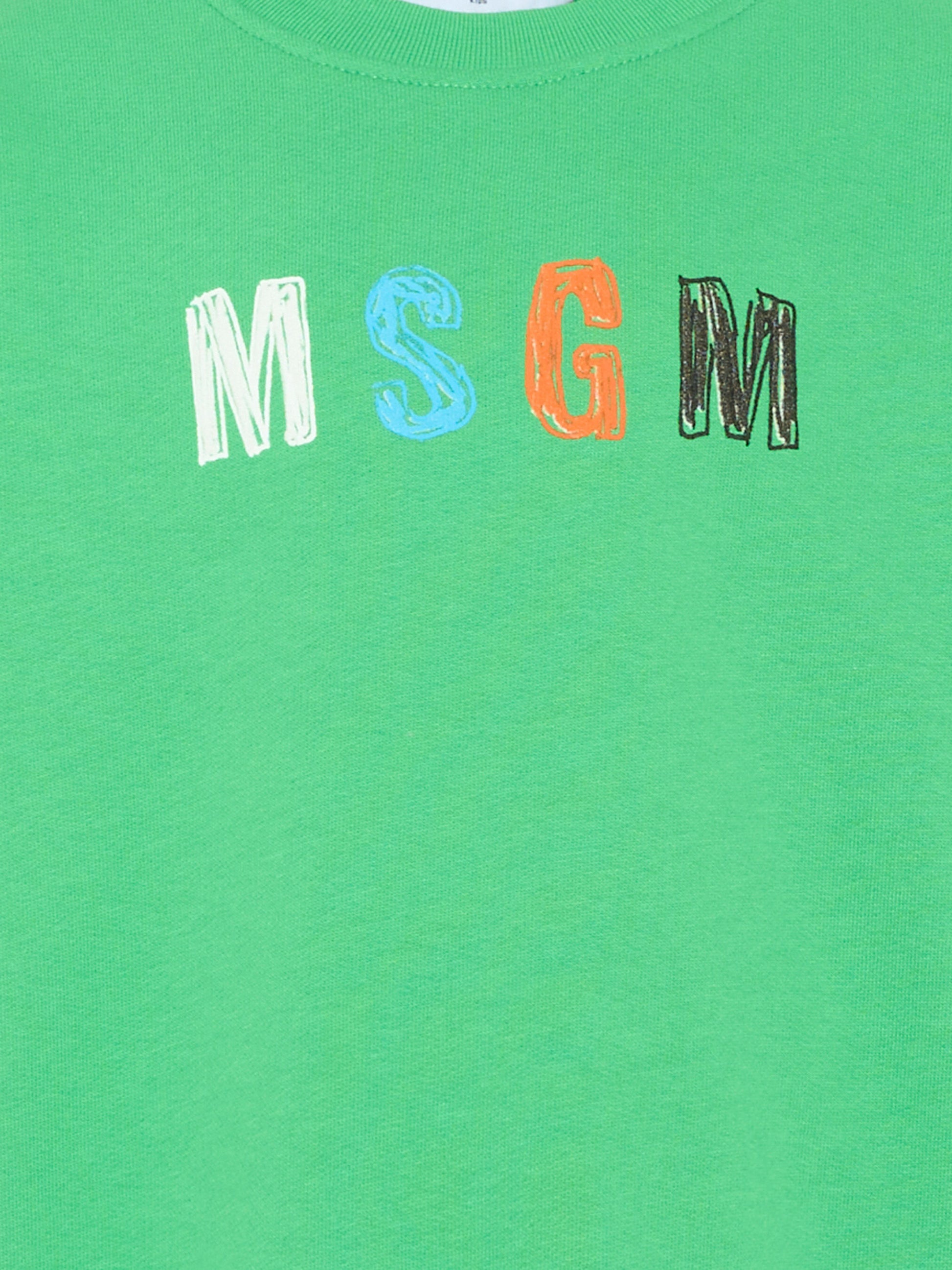 Felpa verde per bambino con logo,Msgm Kids,S6MSJBSW237 MS006