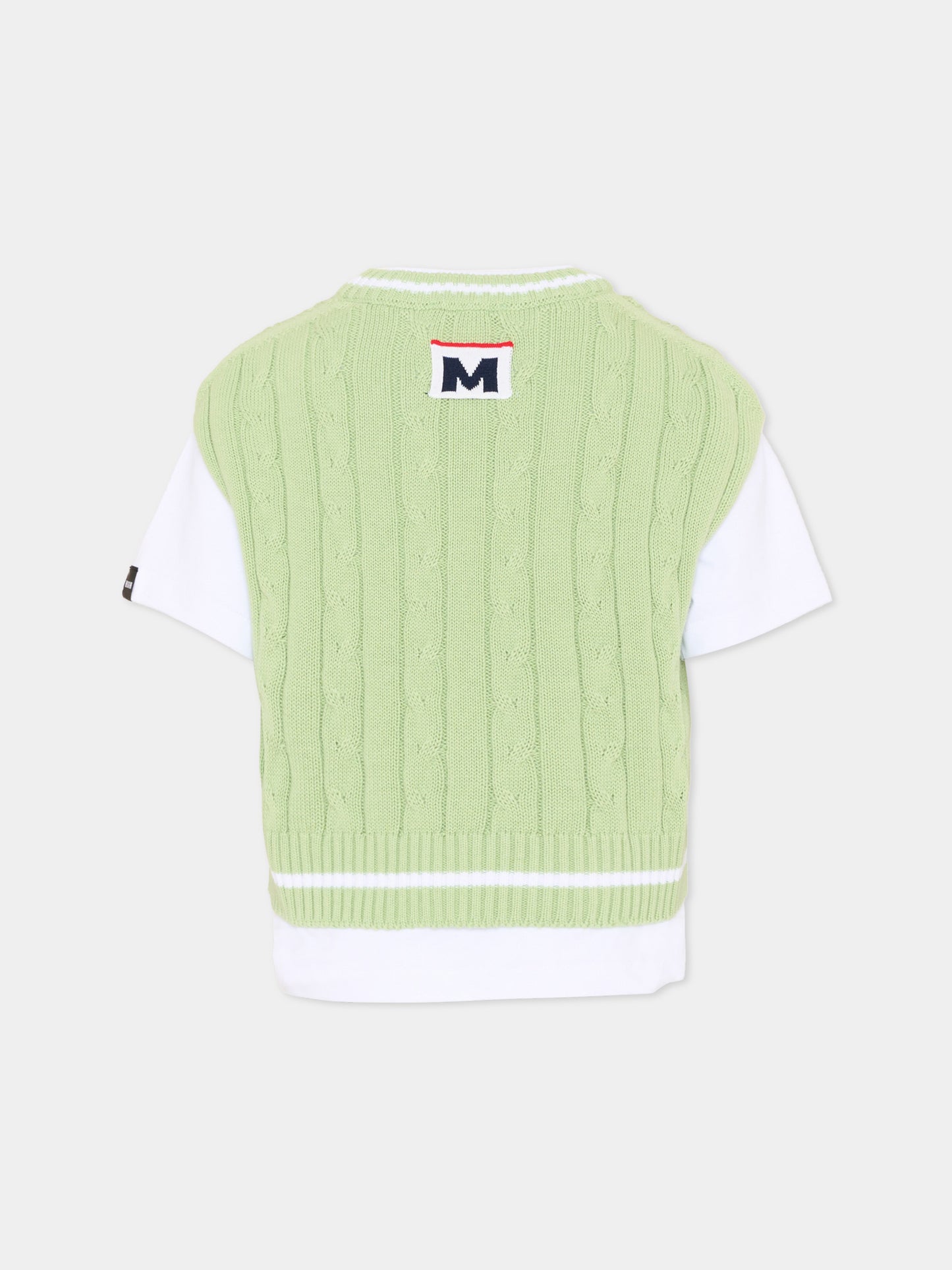 Gilet verde per bambino con logo,Msgm Kids,S6MSJBTH058 001/77