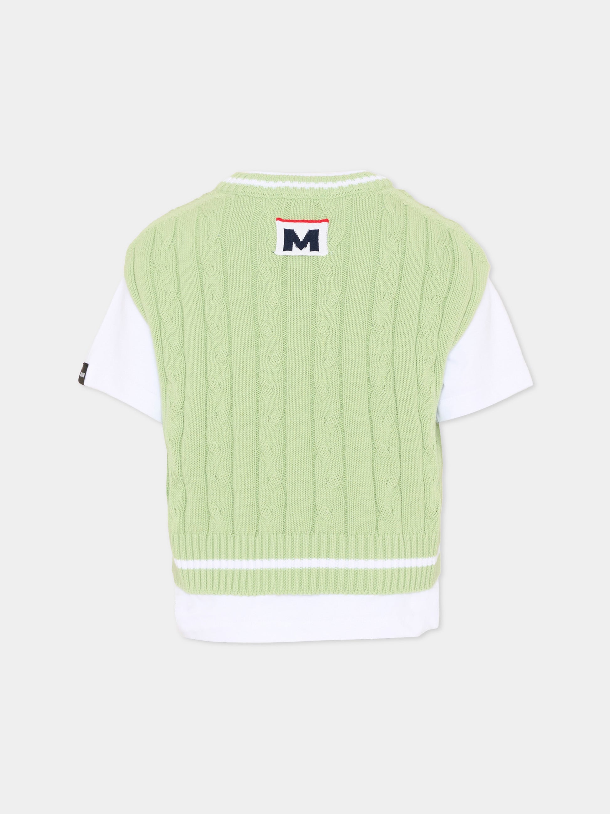 Gilet verde per bambino con logo,Msgm Kids,S6MSJBTH058 001/77