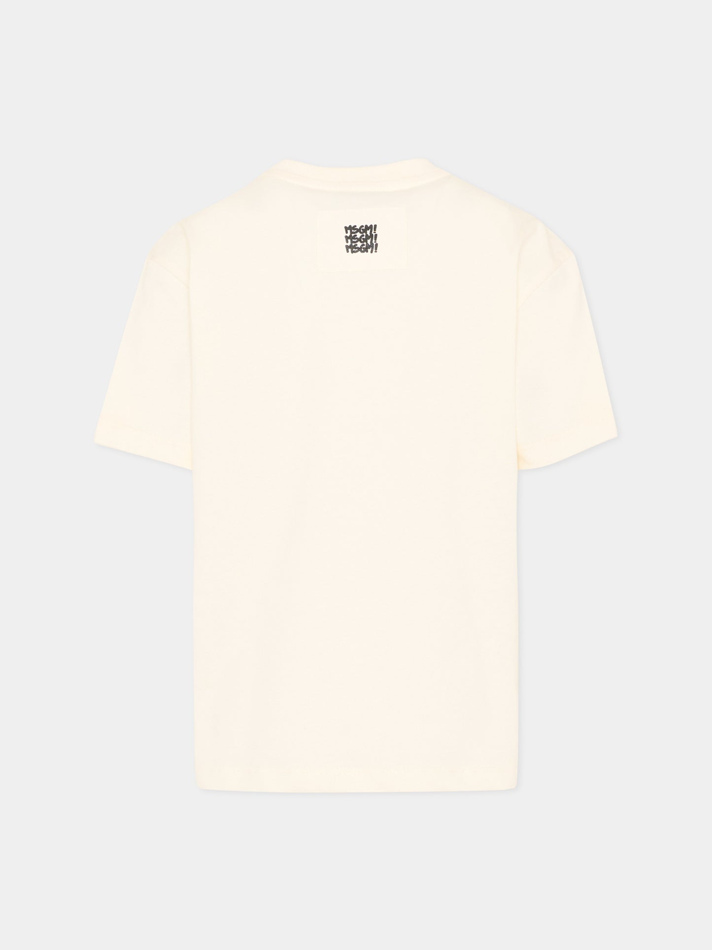 T-Shirt avorio per bambino con logo,Msgm Kids,S6MSJBTH227 013