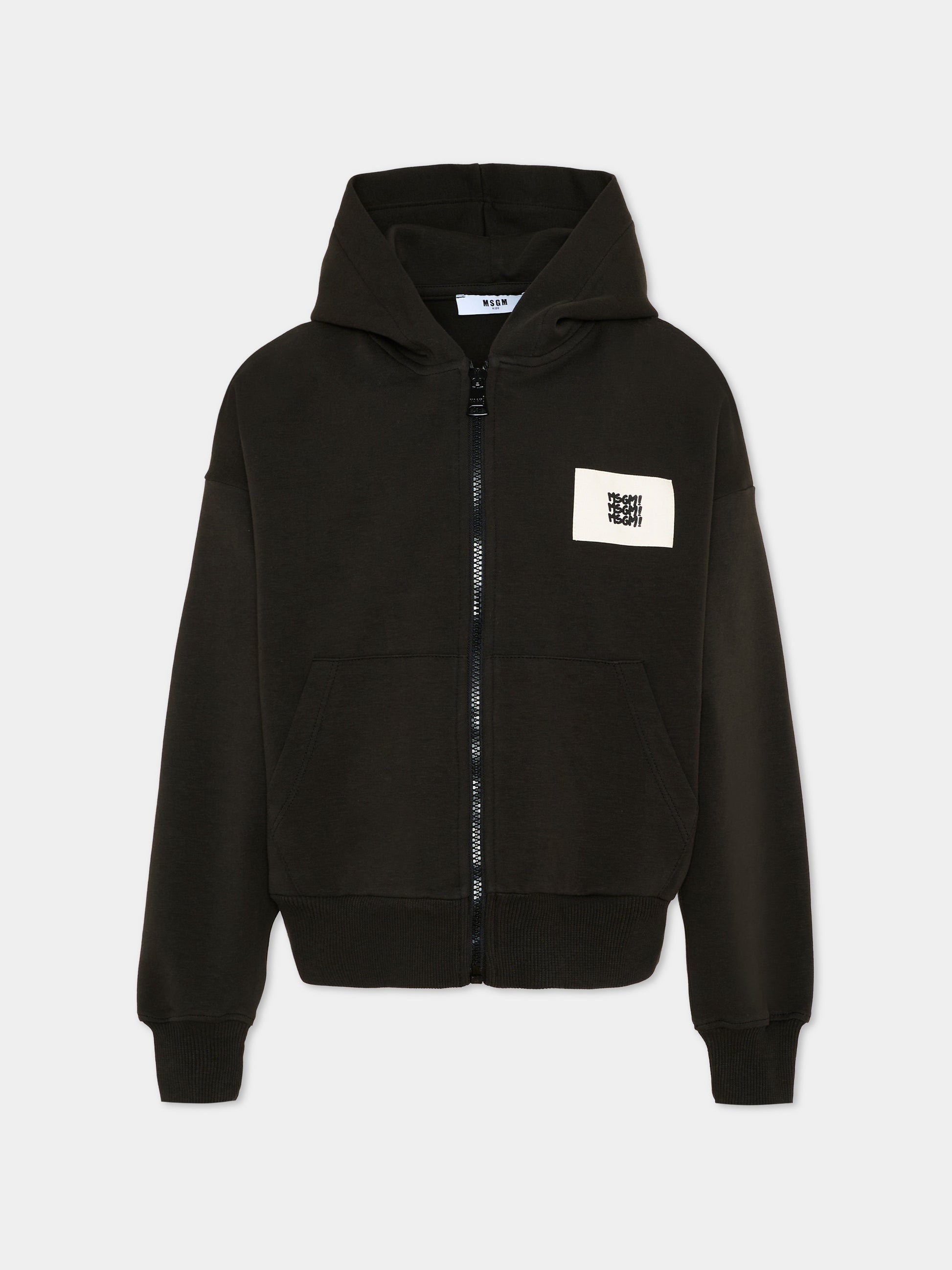 Felpa nera per bambino con logo,Msgm Kids,S6MSJBZH225 MS040