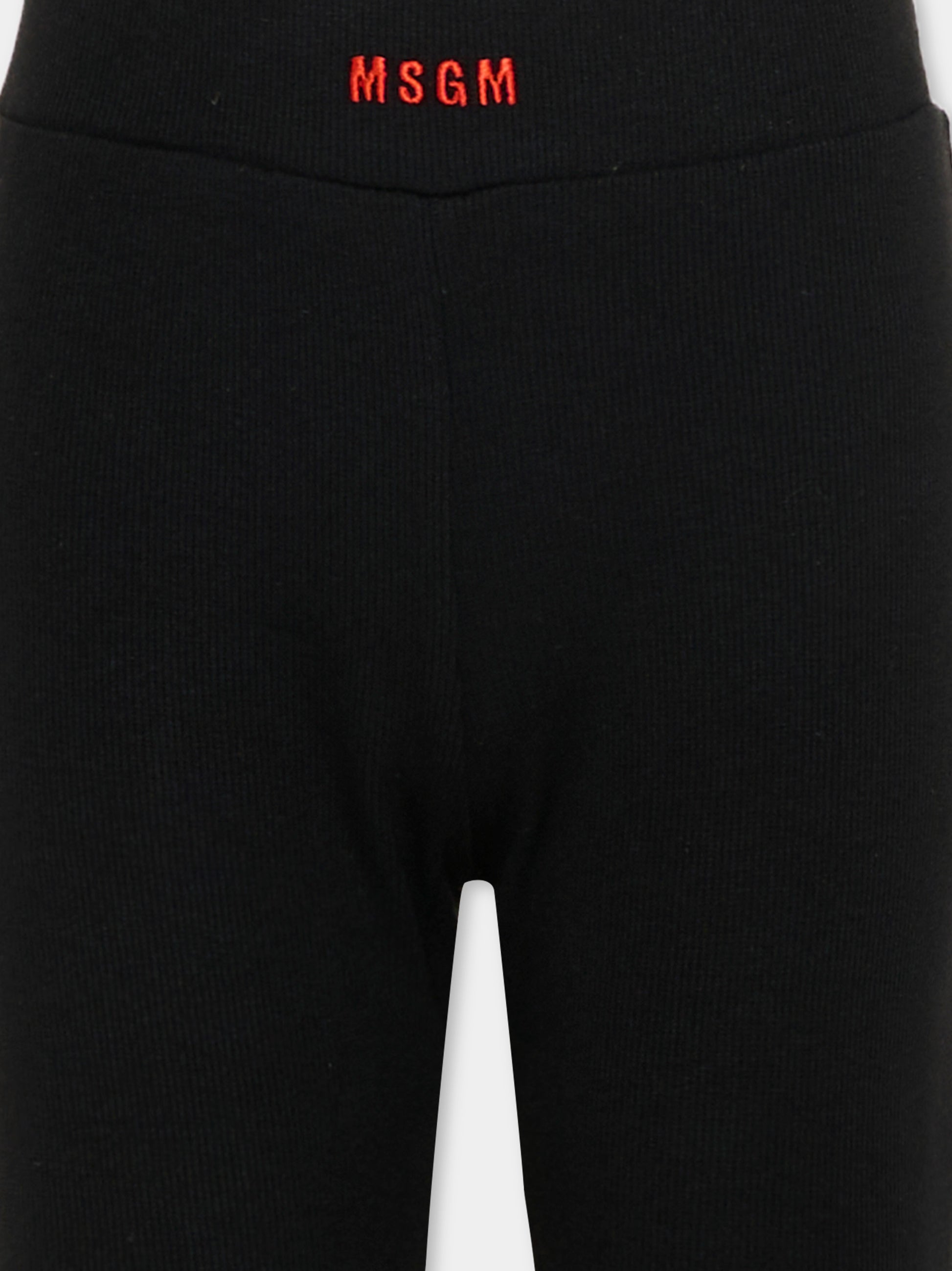 Shorts sportivi neri per bambina con logo,Msgm Kids,S6MSJGCI230 110