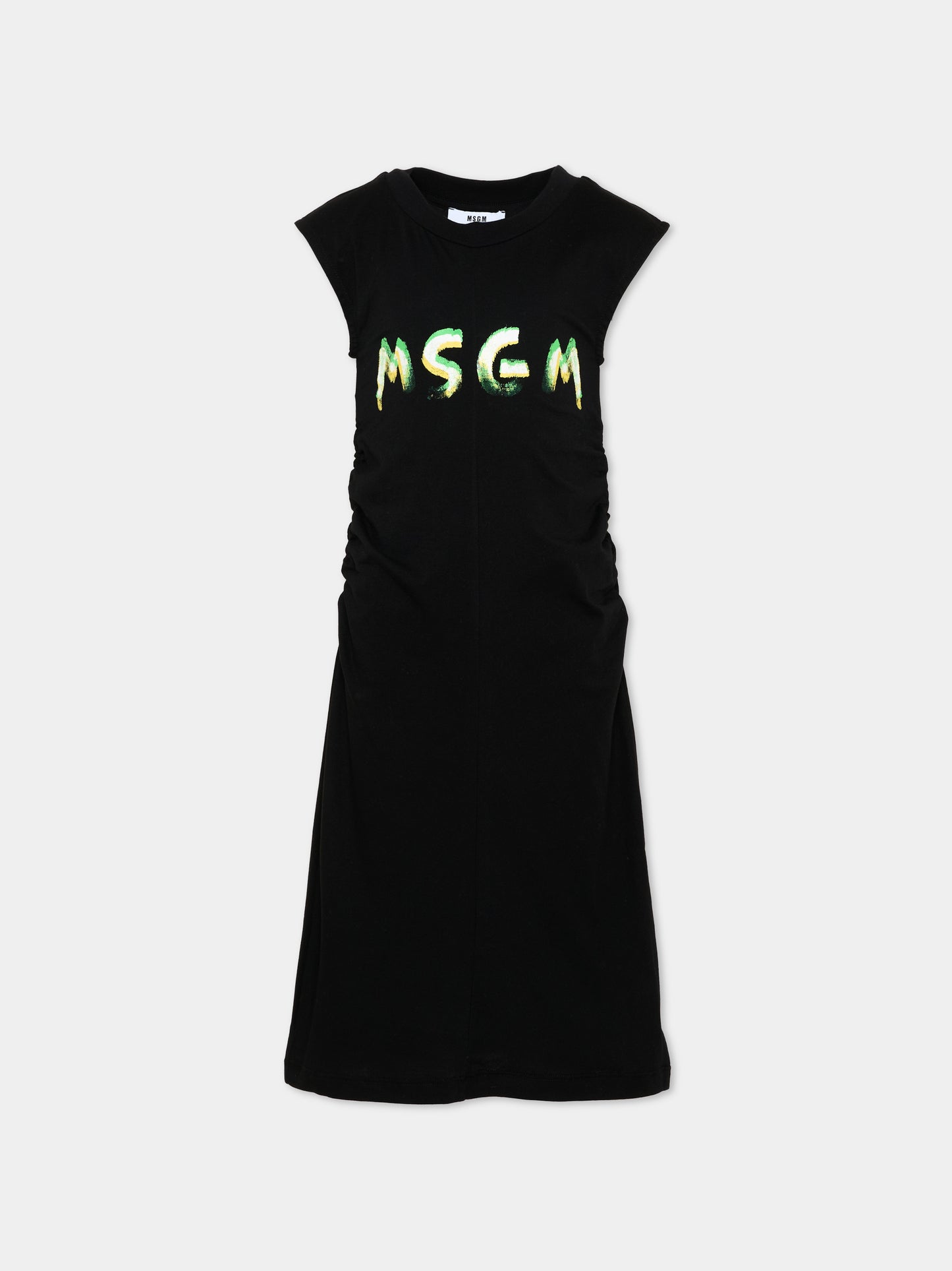 Vestito nero per bambina con logo,Msgm Kids,S6MSJGDR064 110
