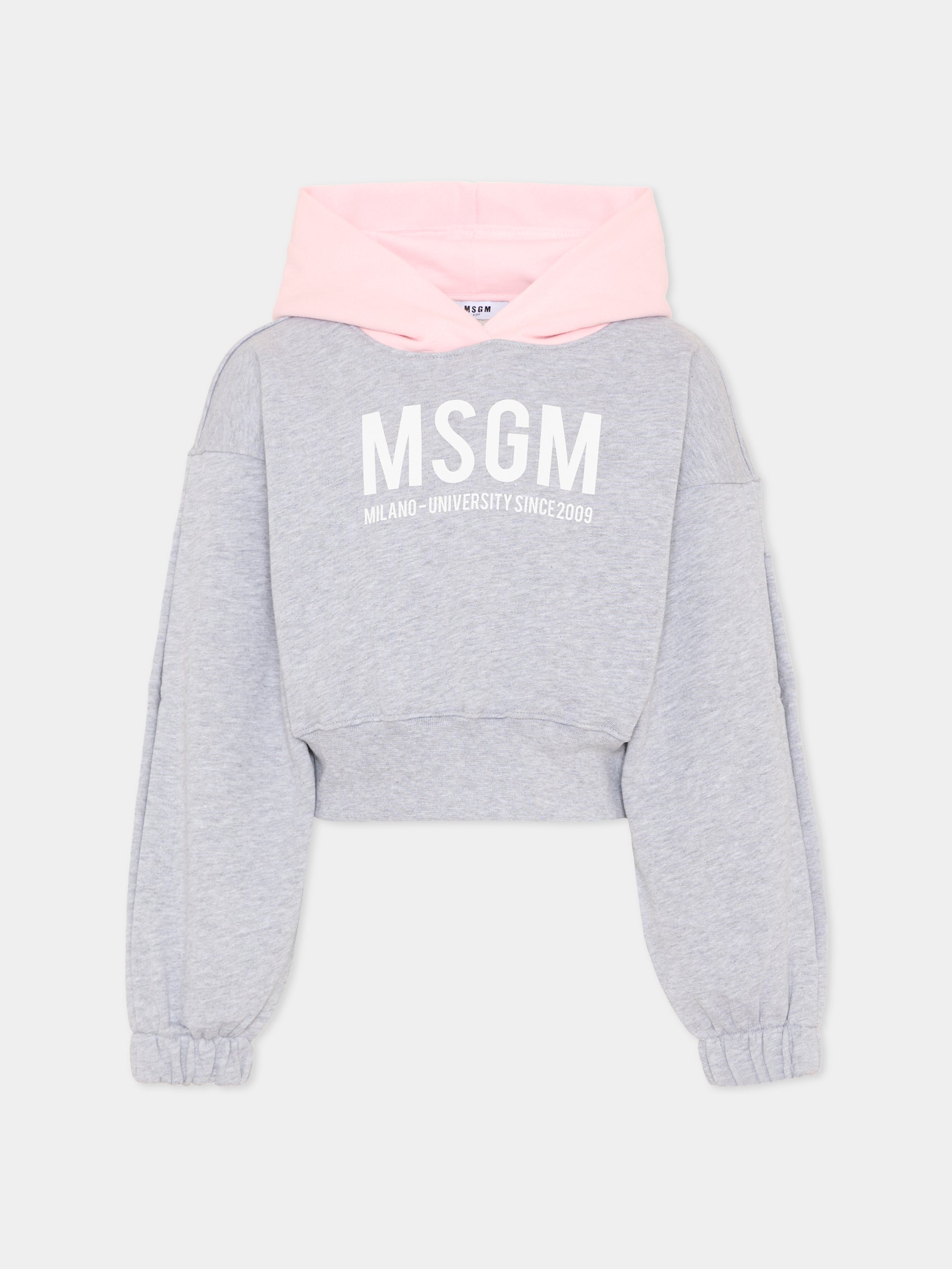 Felpa grigia per bambina con logo,Msgm Kids,S6MSJGHS025 271/02