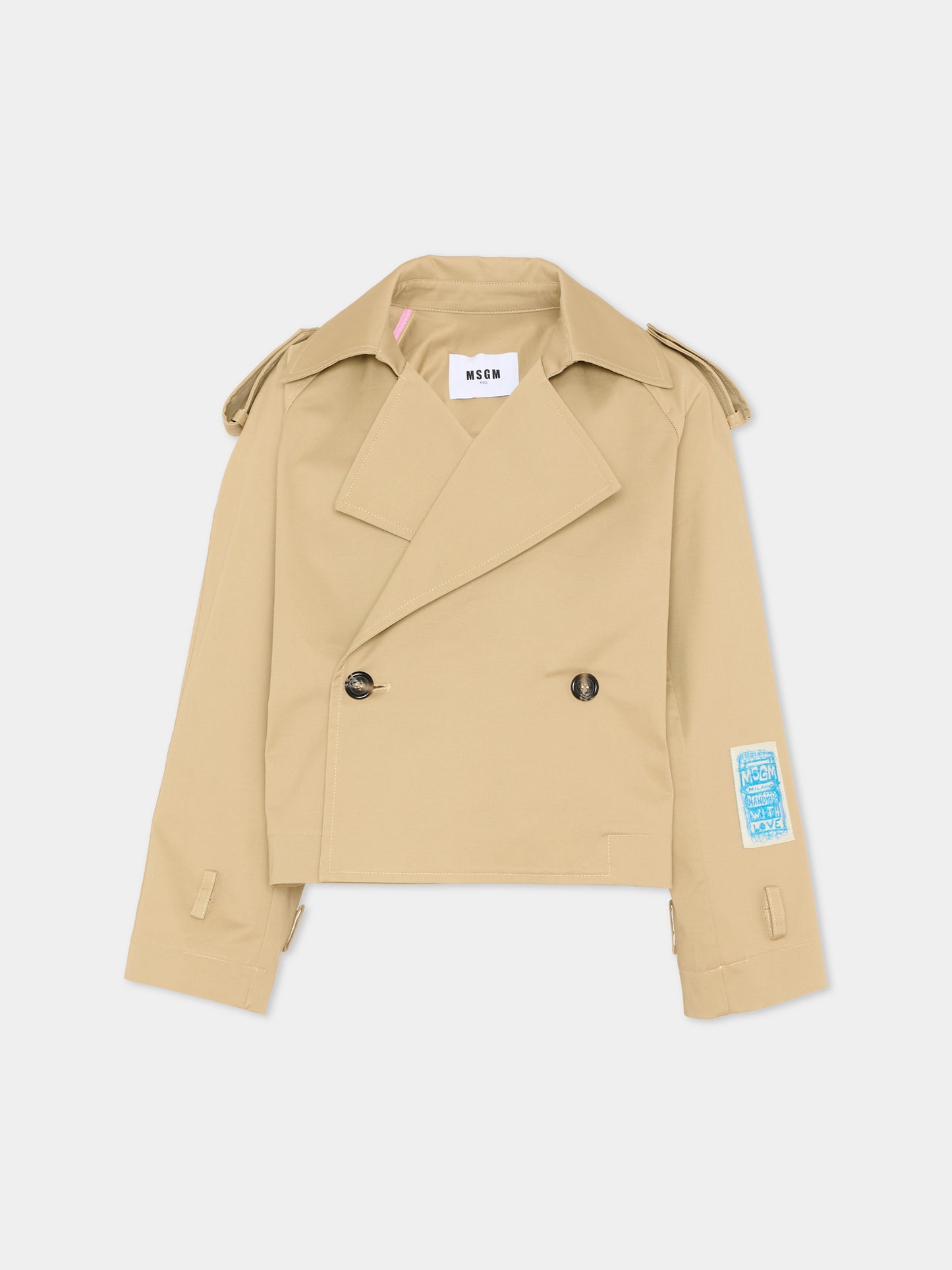 Trench beige per bambina corto,Msgm Kids,S6MSJGJK132 015